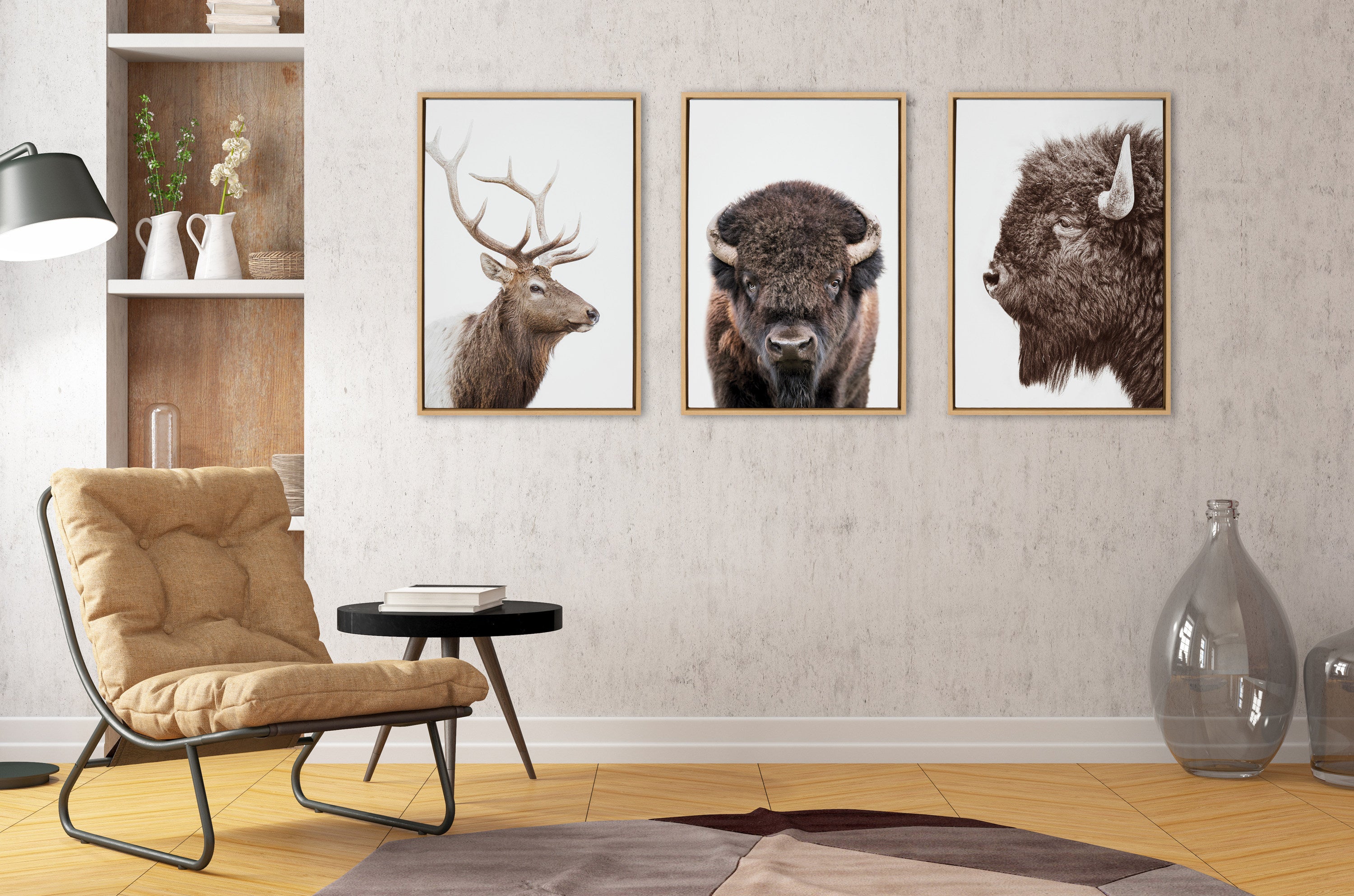 Sylvie Stag Profile Framed Canvas by Amy Peterson Art Studio