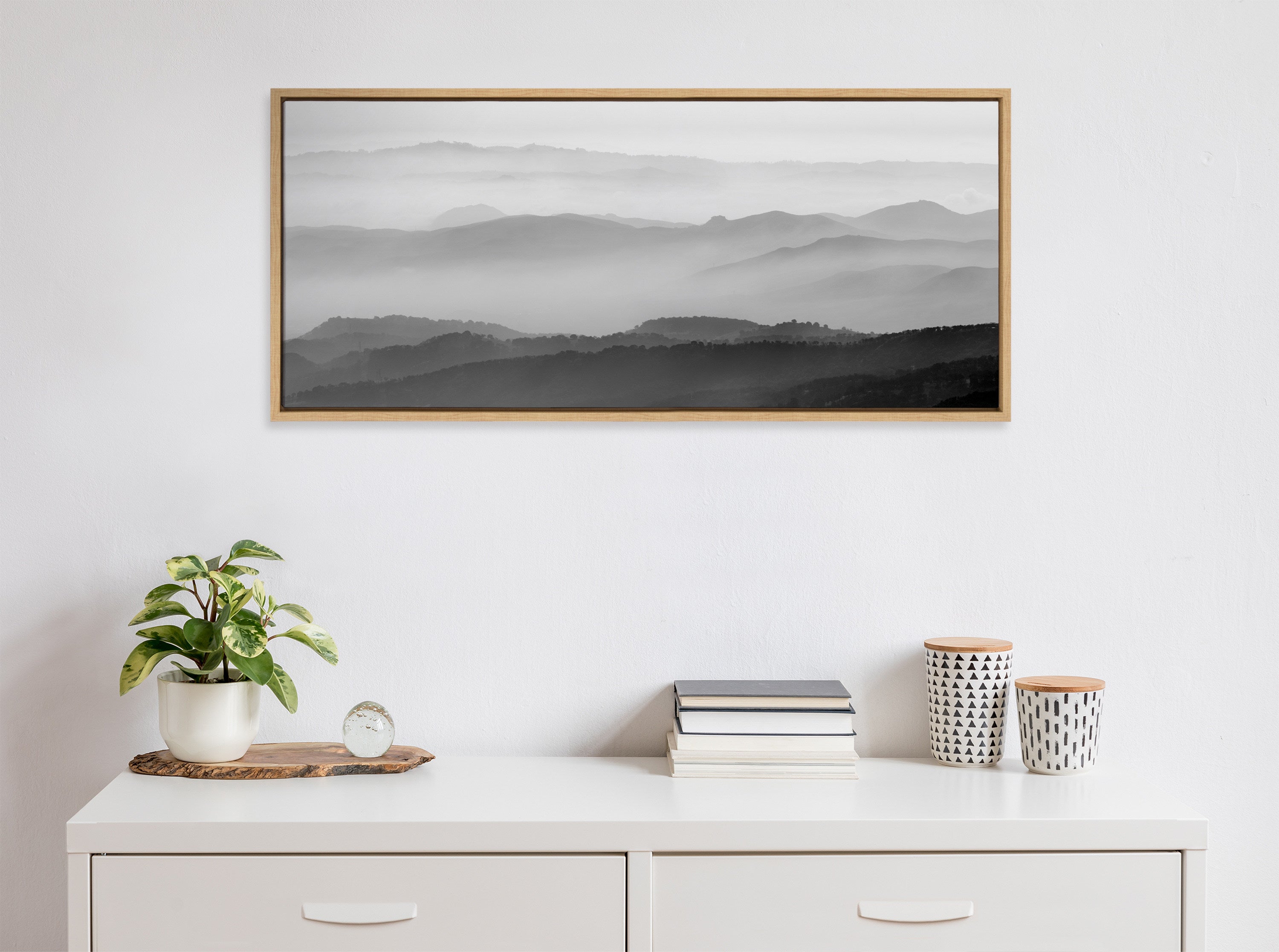 Sylvie Misty Mountains BW Framed Canvas by Crystal Lynn Collins