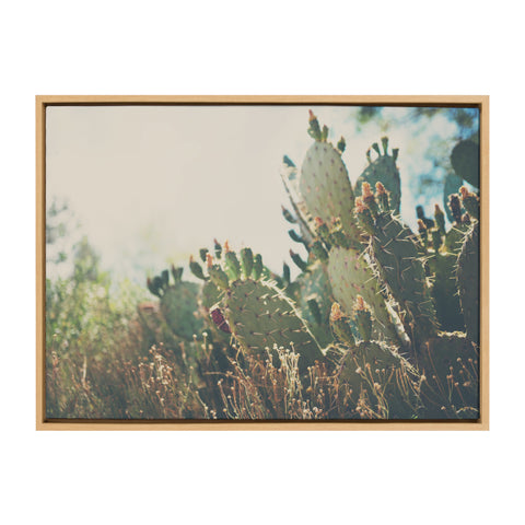 Sylvie A Desert Prickly Pear Cactus Framed Canvas by Laura Evans
