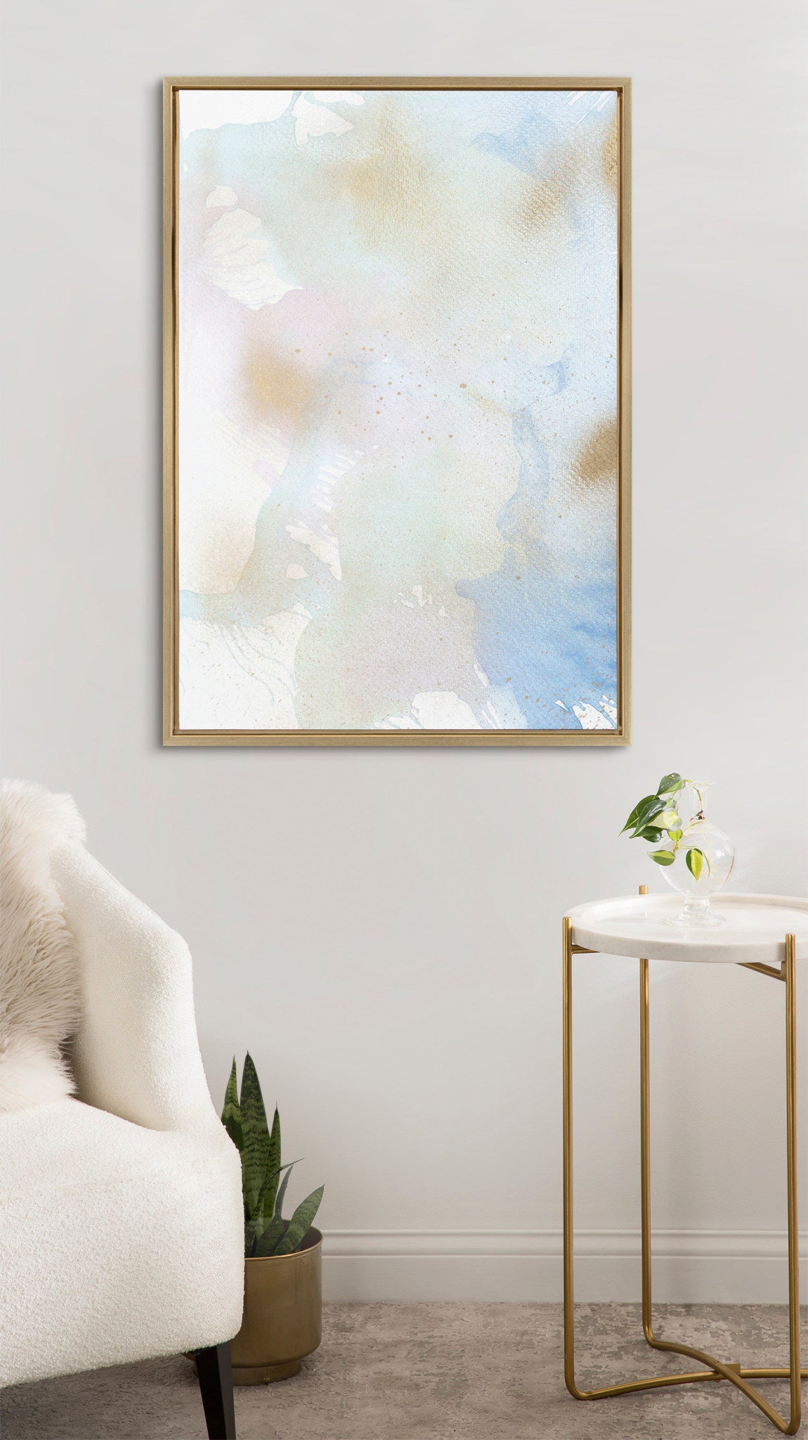 Sylvie MP Muted Marble Abstract Framed Canvas by Mentoring Positives