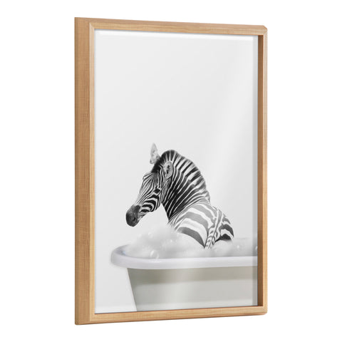 Blake Bathroom Bubble Bath Zebra Framed Printed Glass by The Creative Bunch Studio