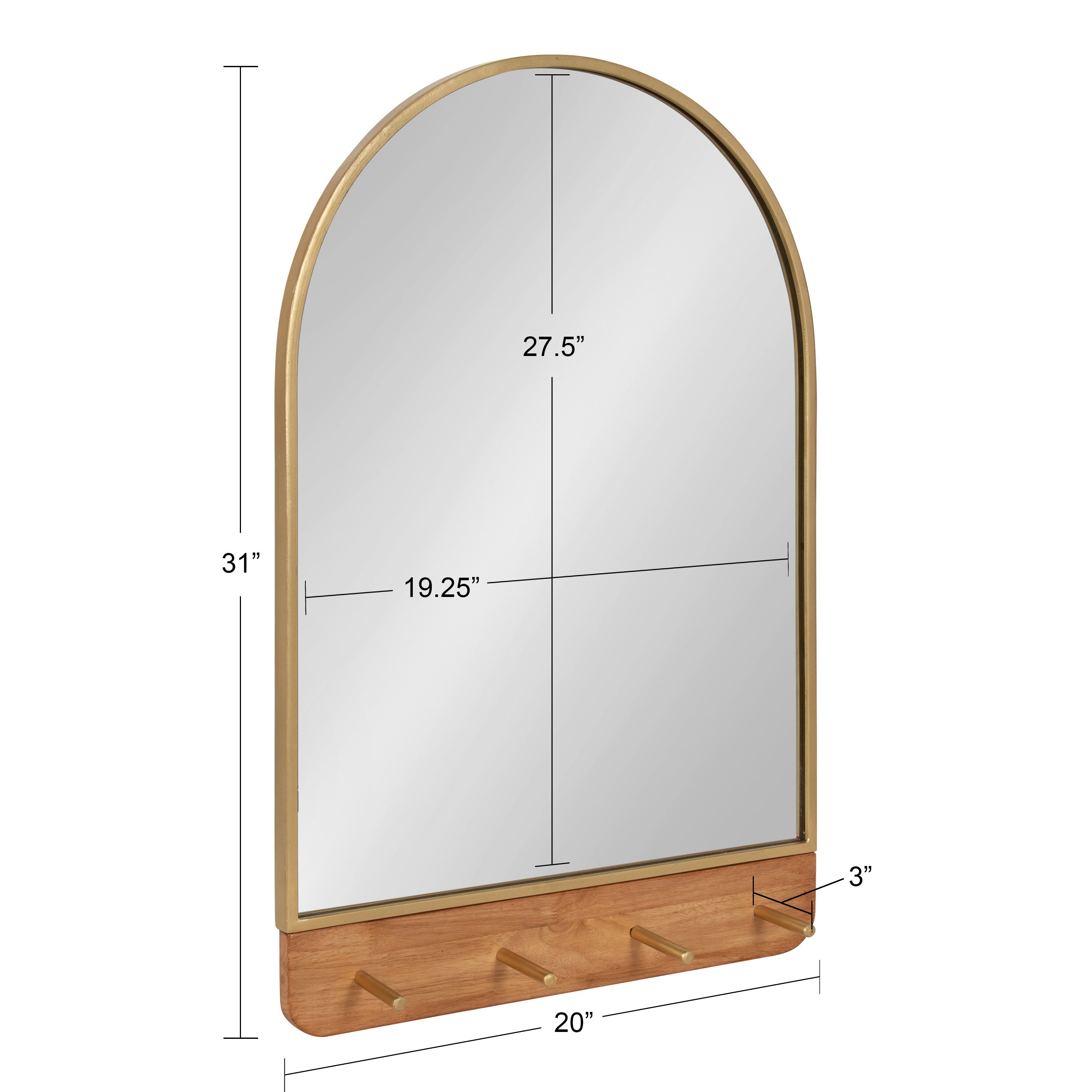 Schuyler Arch Wall Mirror with Hooks