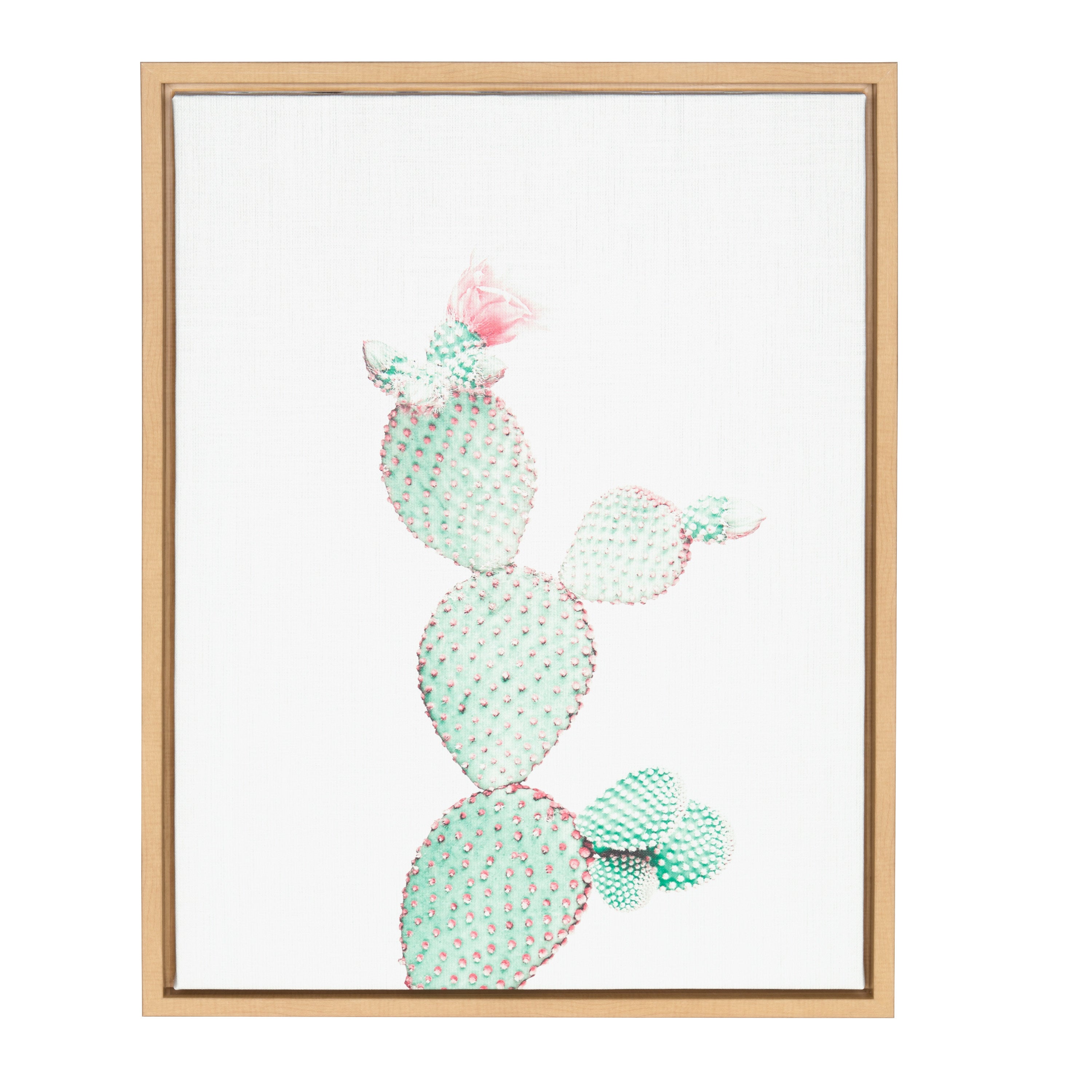 prickly pear cactus wall art Kate and Laurel Sylvie Prickly Pear Cactus Natural Framed Canvas Wall Art by Simon Te Tai