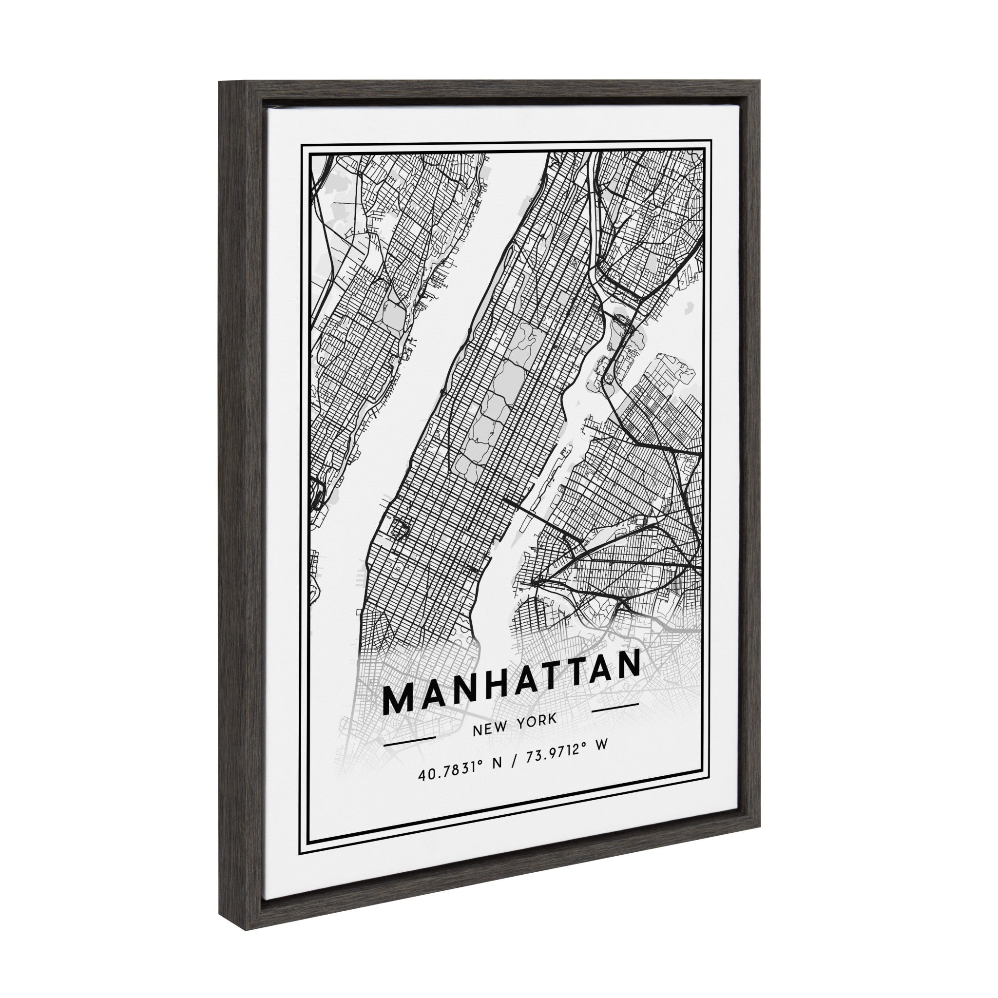 Sylvie Manhattan Modern Map Framed Canvas by Jake Goossen