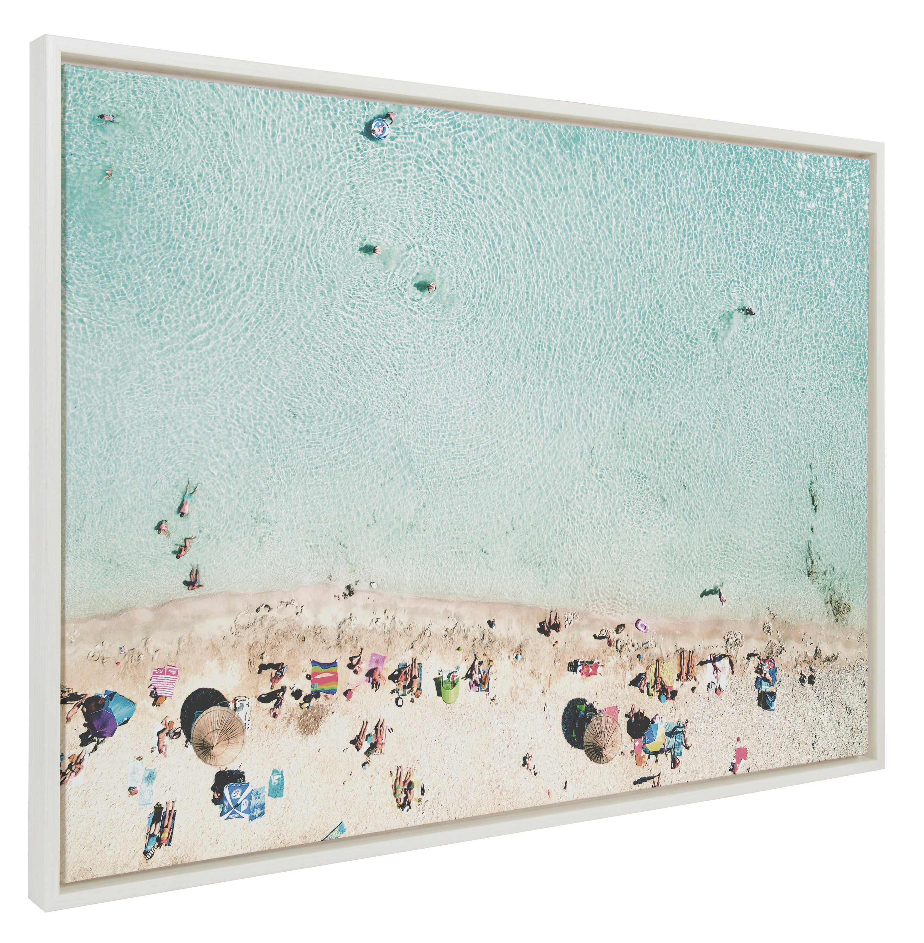 Sylvie Turquoise Beach from Above Framed Canvas by Amy Peterson Art Studio