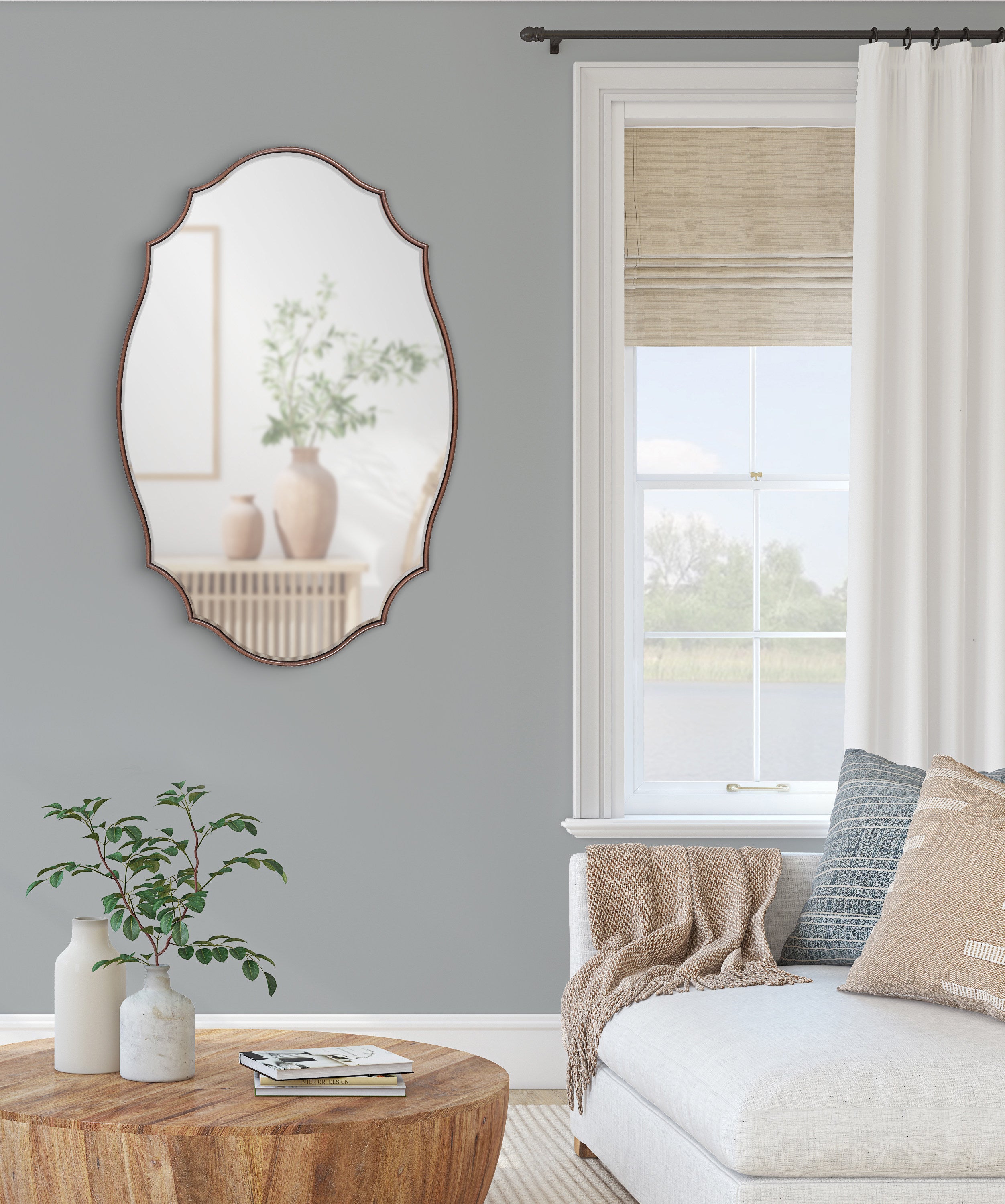 Leanna Scalloped Oval Wall Mirror