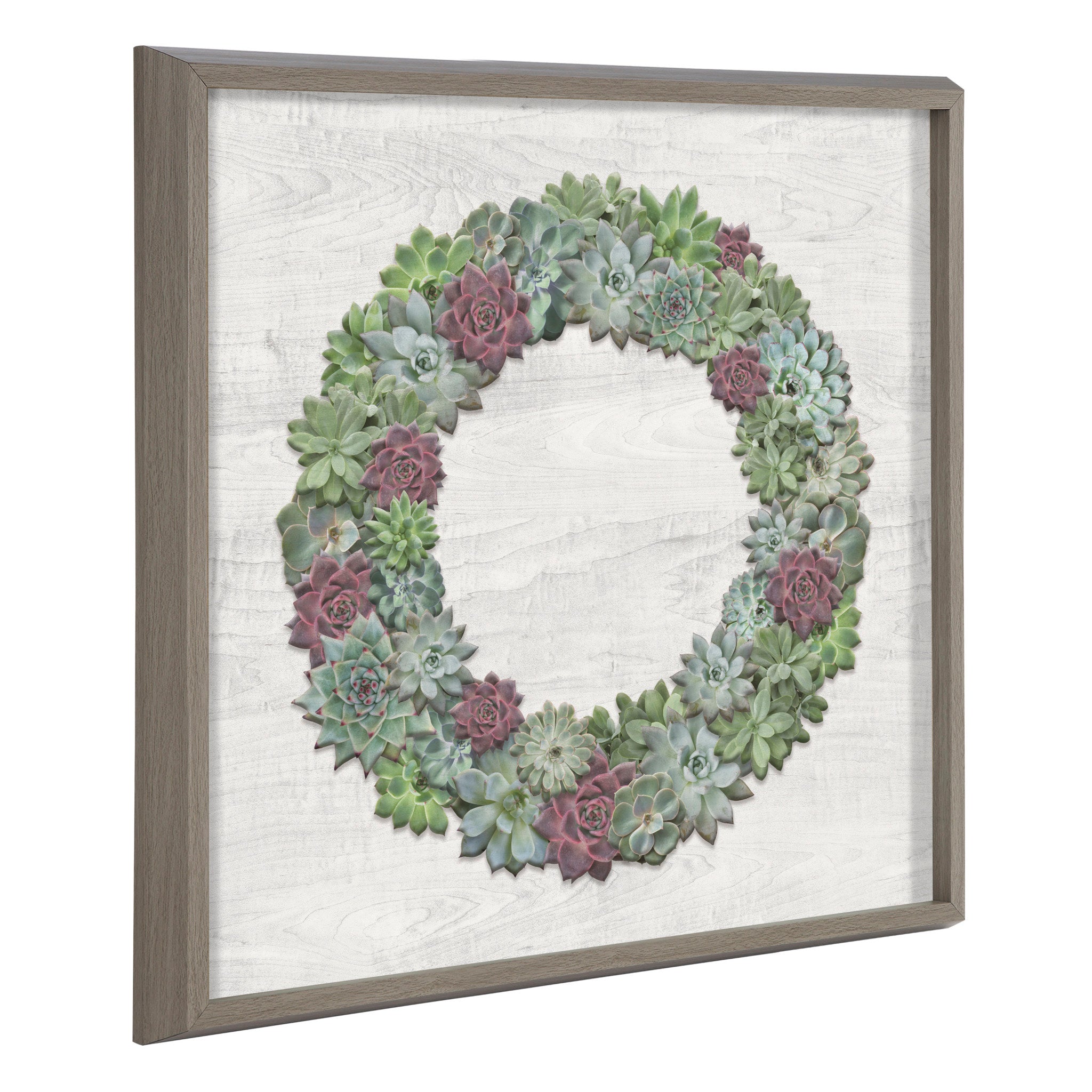 Blake Holiday Succulent Wreath Framed Printed Wood by The Creative Bunch Studio