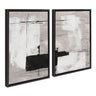 Sylvie Line 1 Left and Right Neutral Linen Framed Canvas Art Set by Nikita Jariwala