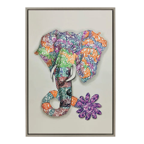 Sylvie Elephant Framed Canvas by Arm of Casso