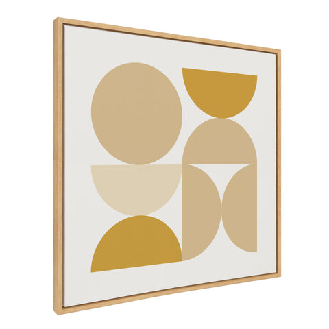 Sylvie Bold Vintage Geometric Earthy Neutral Framed Canvas by The Creative Bunch Studio