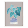 Sylvie Minimal Houseplant in Stripey Vase Gray Framed Canvas by Lauradidthis