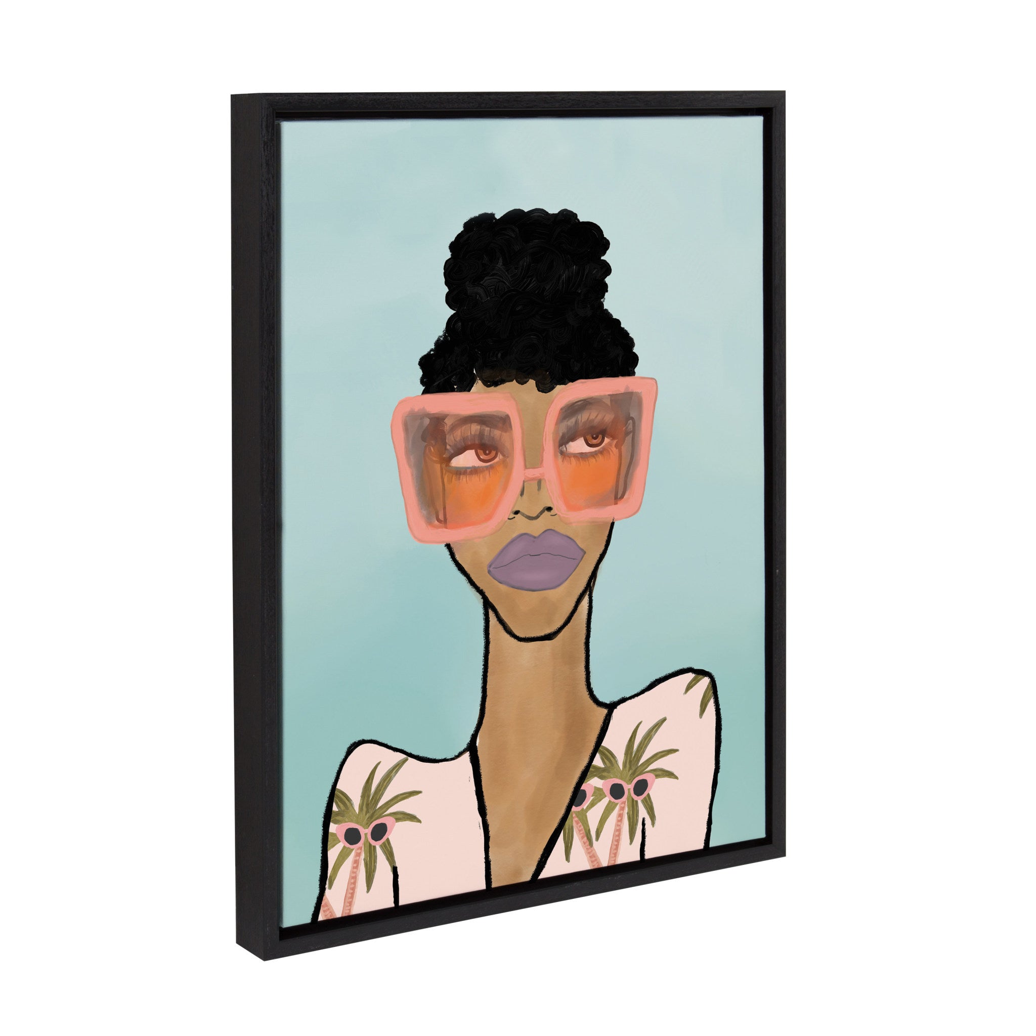 Sylvie Fashion Girl 2 Blue Framed Canvas by Kendra Dandy of Bouffants and Broken Hearts