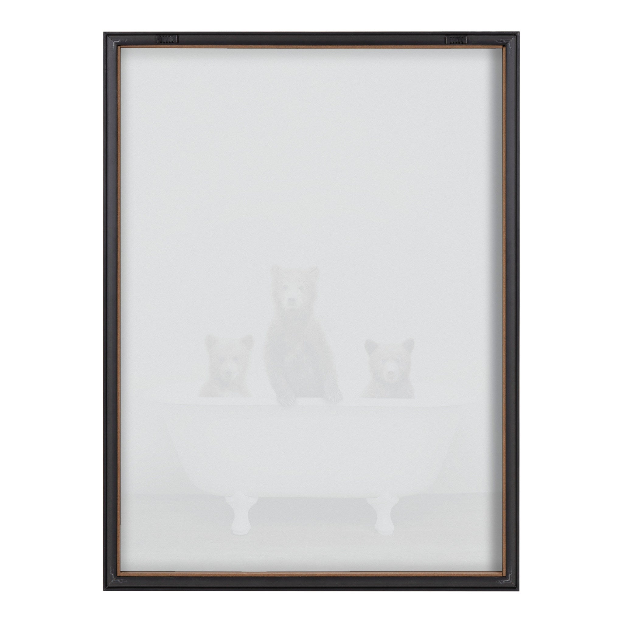 Blake Three Little Bears in Vintage Bathtub Framed Printed Glass by Amy Peterson Art Studio