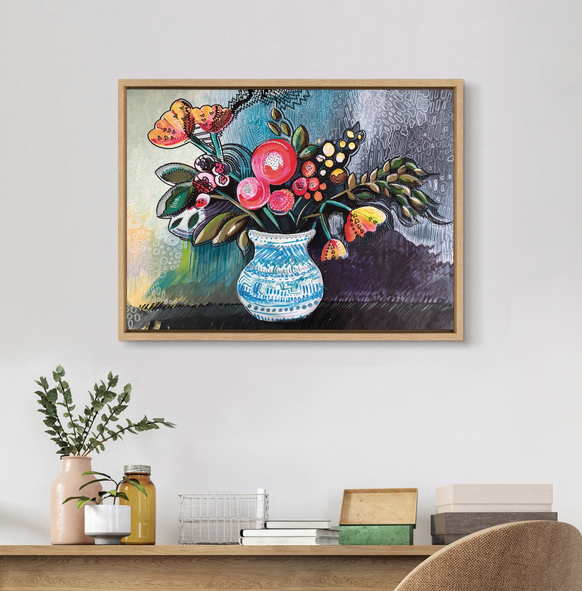 Sylvie Whimsy Still Life Framed Canvas by Sara Annapolen