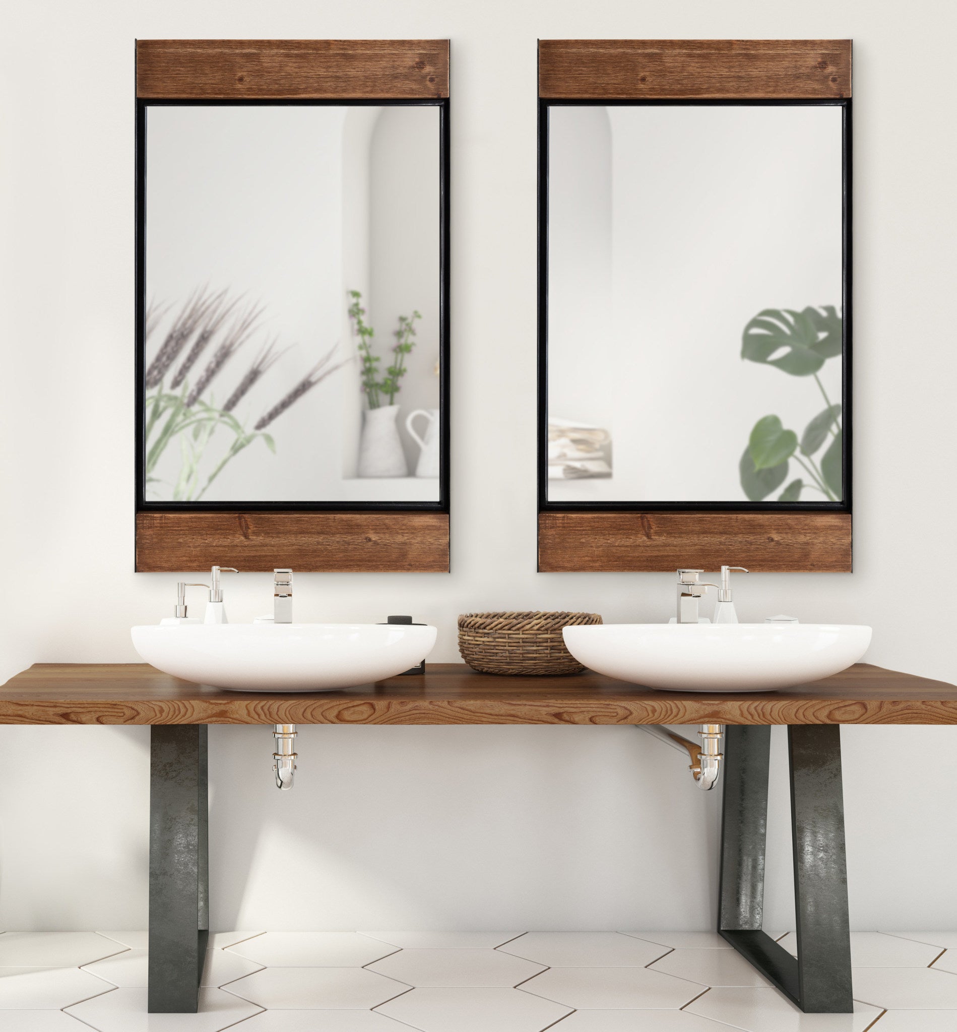 Kincaid Wood and Metal Framed Wall Mirror