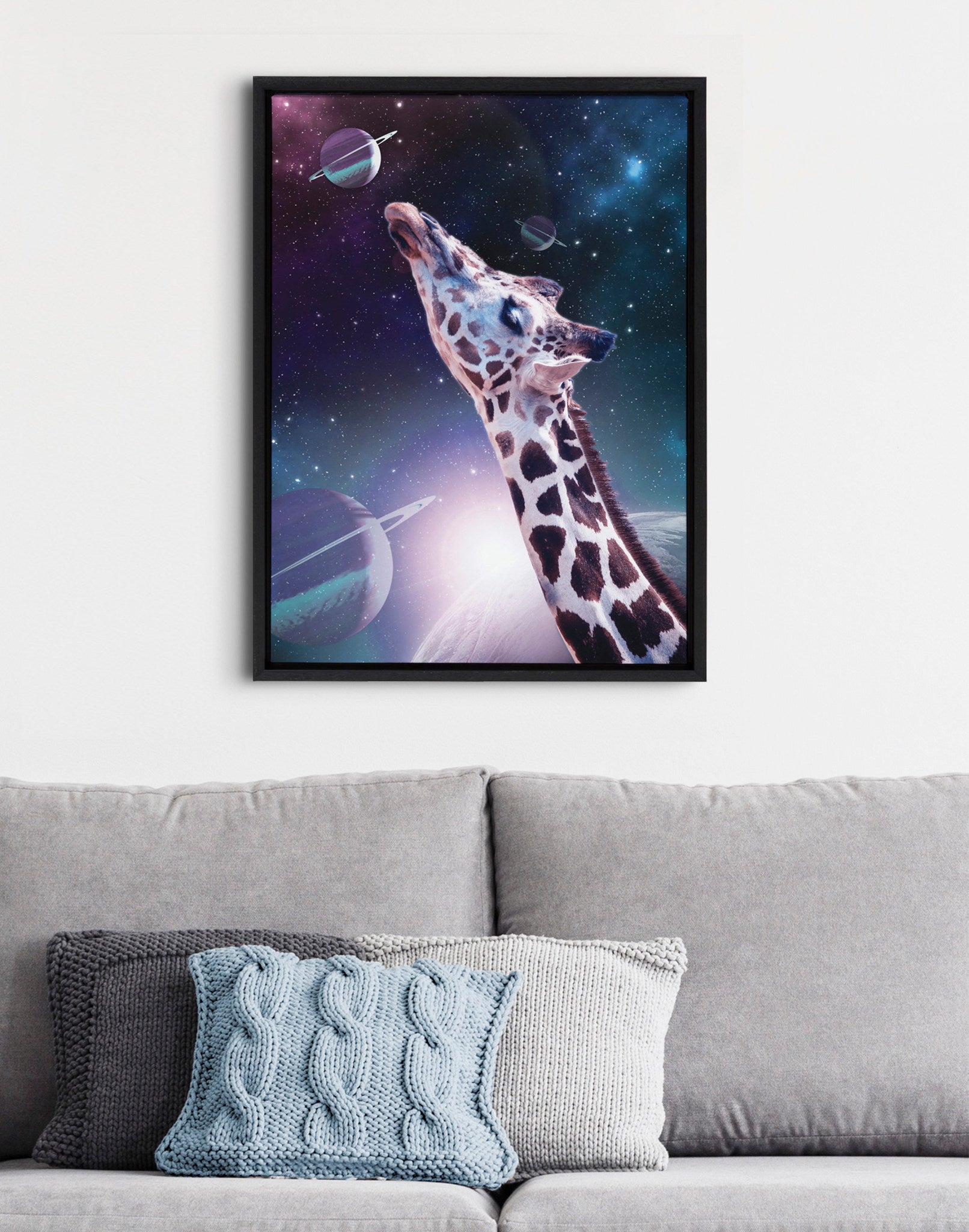 Sylvie Collage Giraffe New Heights Framed Canvas by Dominique Vari