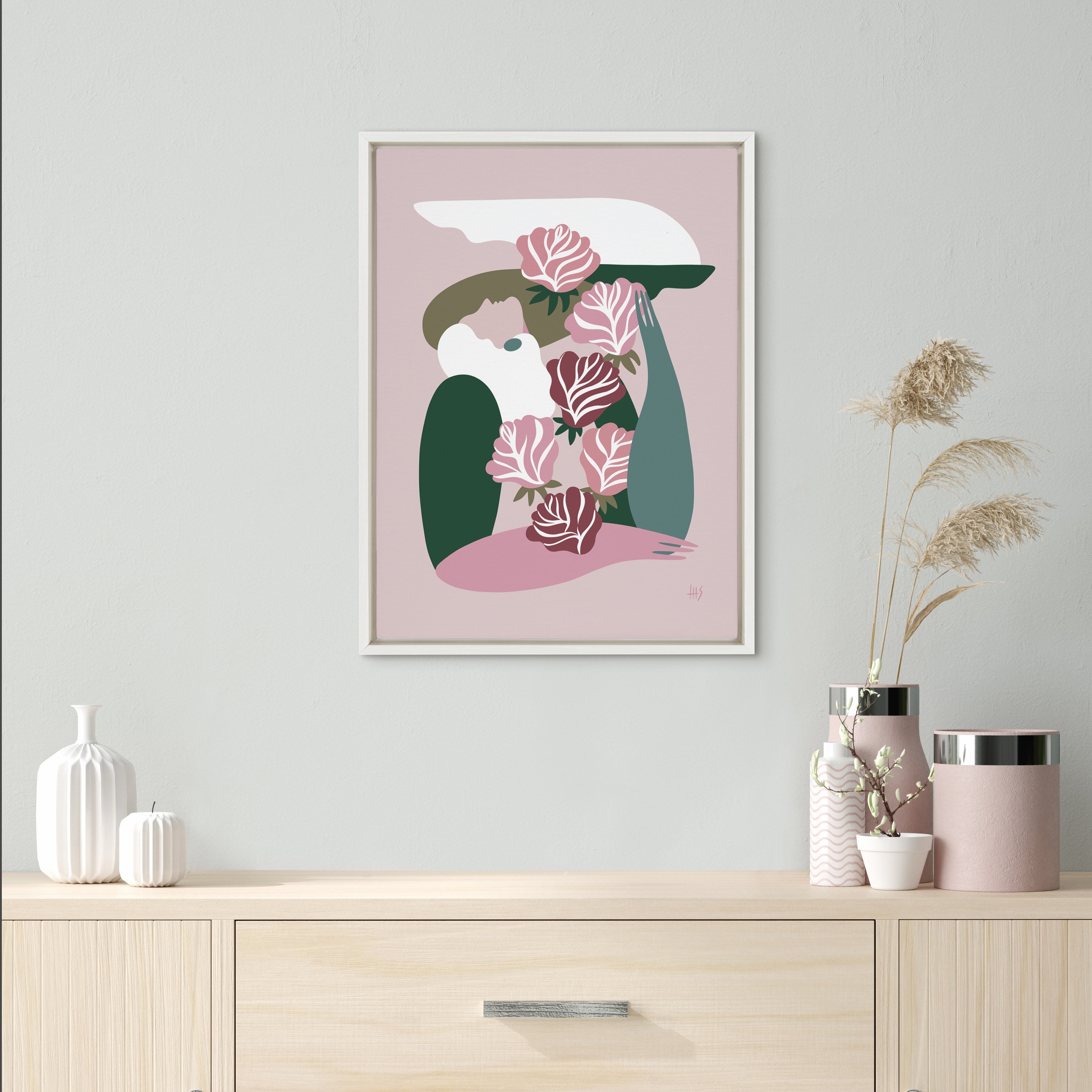 Sylvie Abstract Figure 4 Framed Canvas by Maggie Stephenson