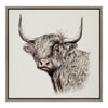 Sylvie Highland Cow Framed Canvas by Ron Dunn, Gray 22x22