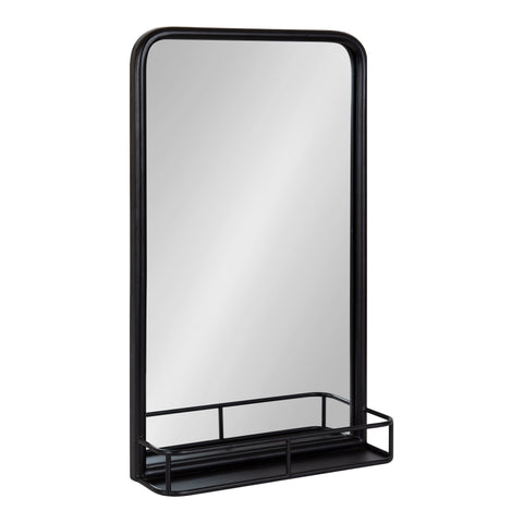 Estero Metal Framed Radius Rectangle Wall Mirror with Shelf