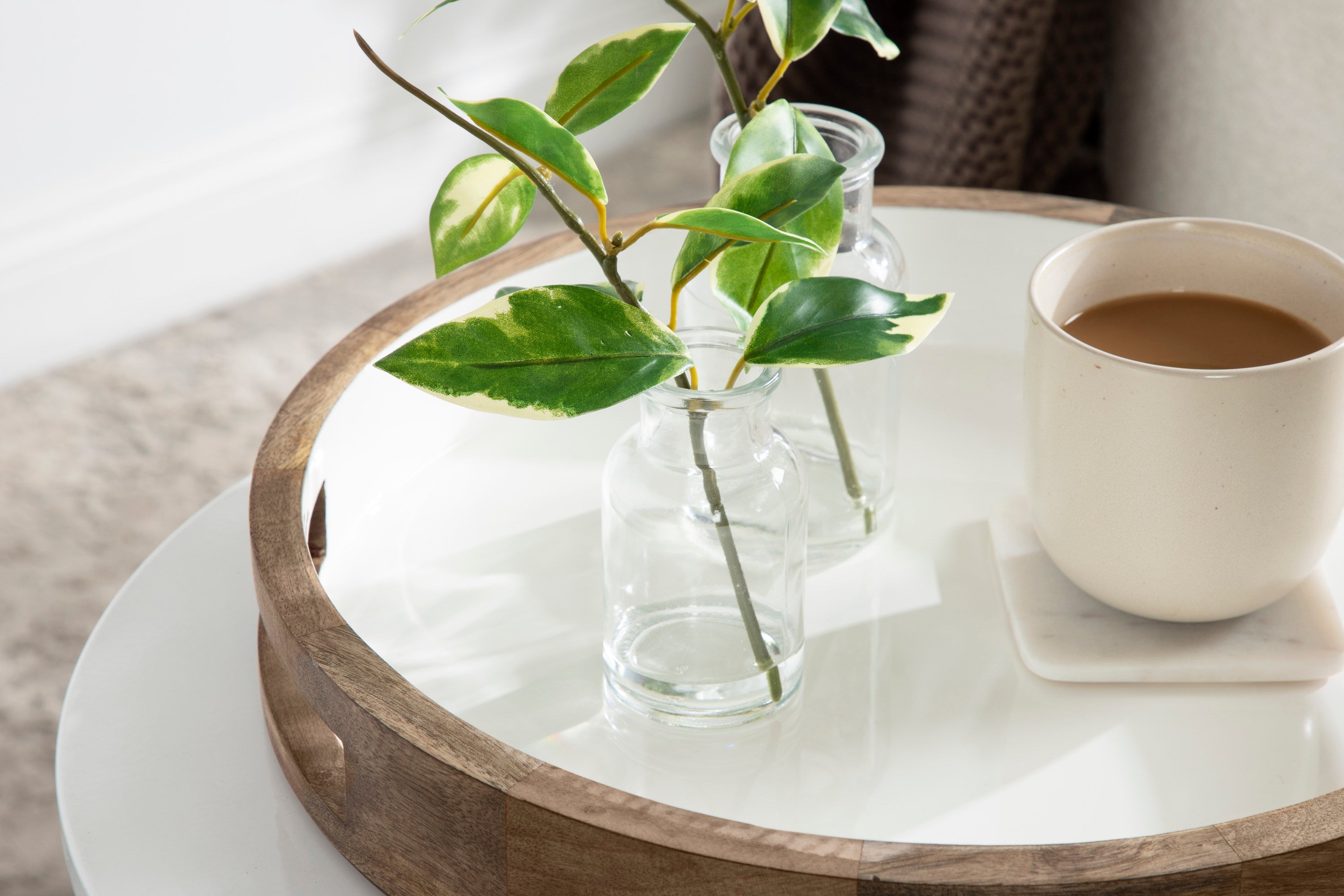 Ehrens Round Decorative Wood Tray
