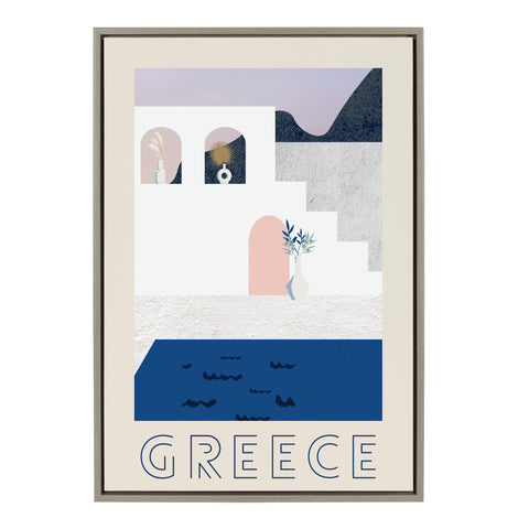 Sylvie Travel Poster Greece Framed Canvas by Chay O.