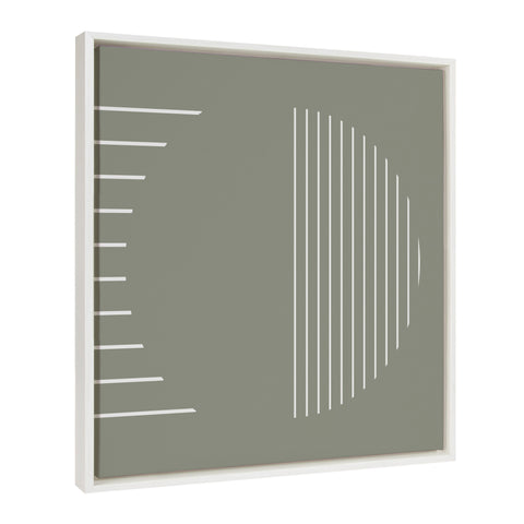 Sylvie Modern Statement Stripes 1 Sage Green Framed Canvas by The Creative Bunch Studio