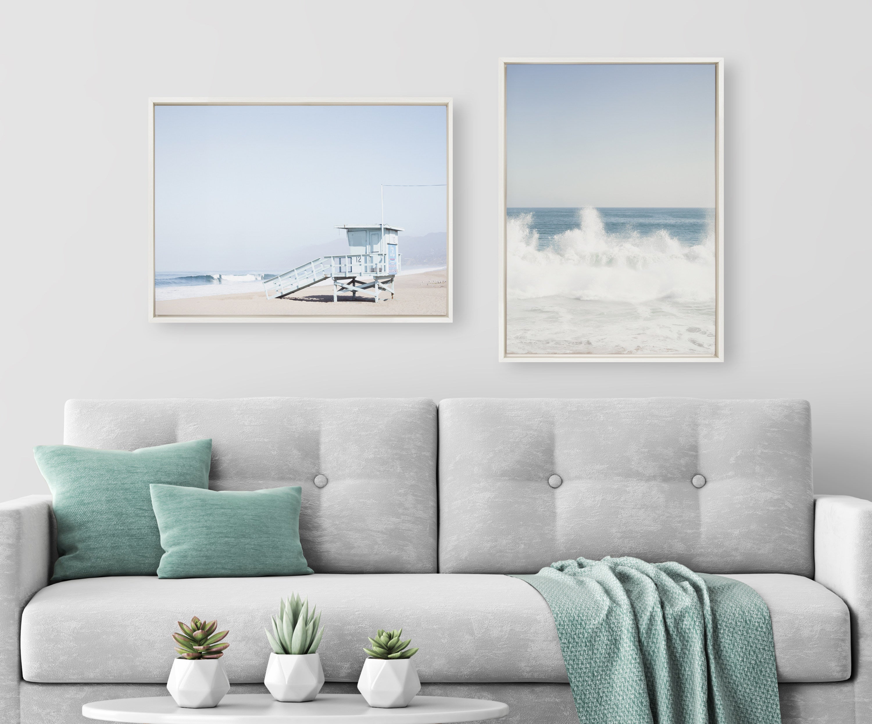 Sylvie Waves Crashing Framed Canvas by Caroline Mint