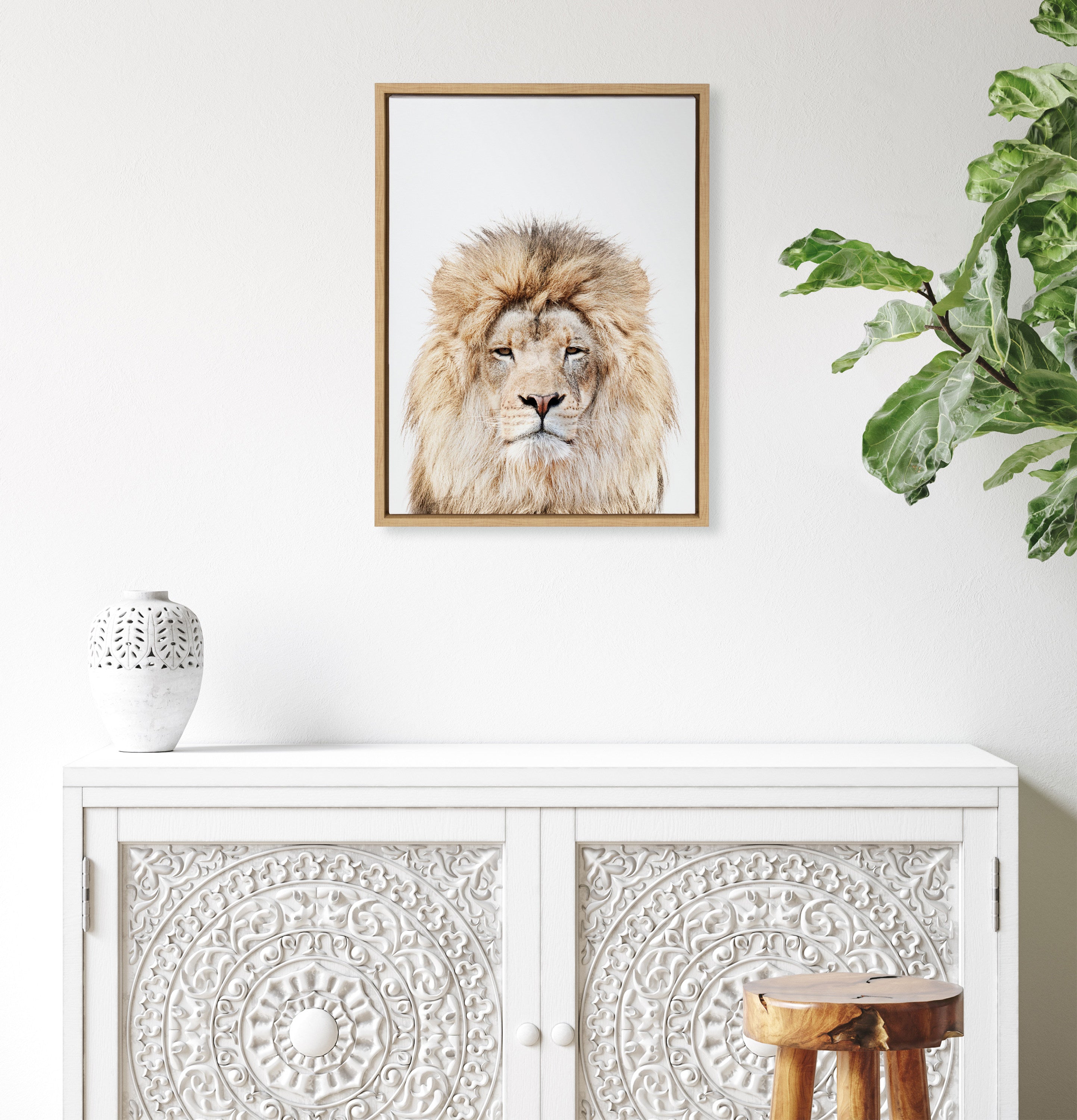 Sylvie Lion Stare Portrait Framed Canvas by Amy Peterson Art Studio