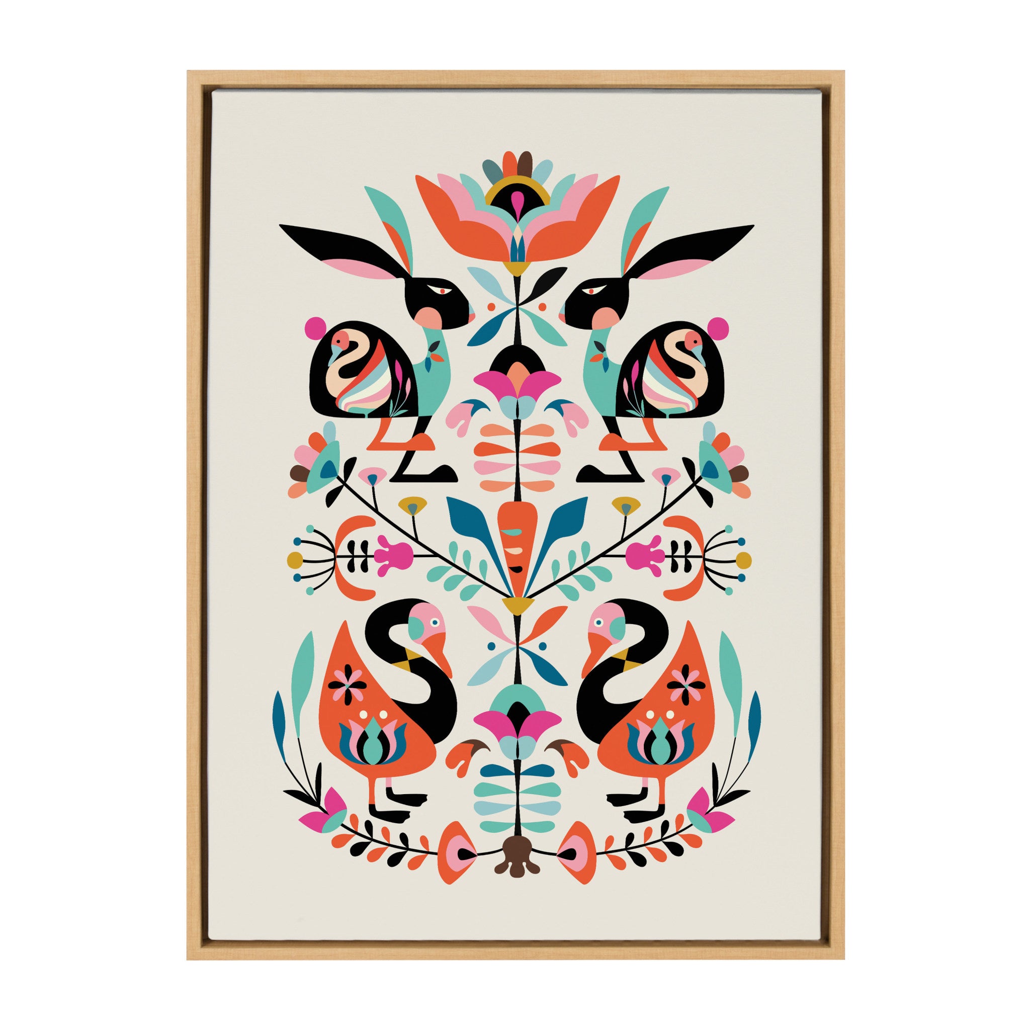 Sylvie Floral Bunny Framed Canvas By Rachel Lee of My Dream Wall