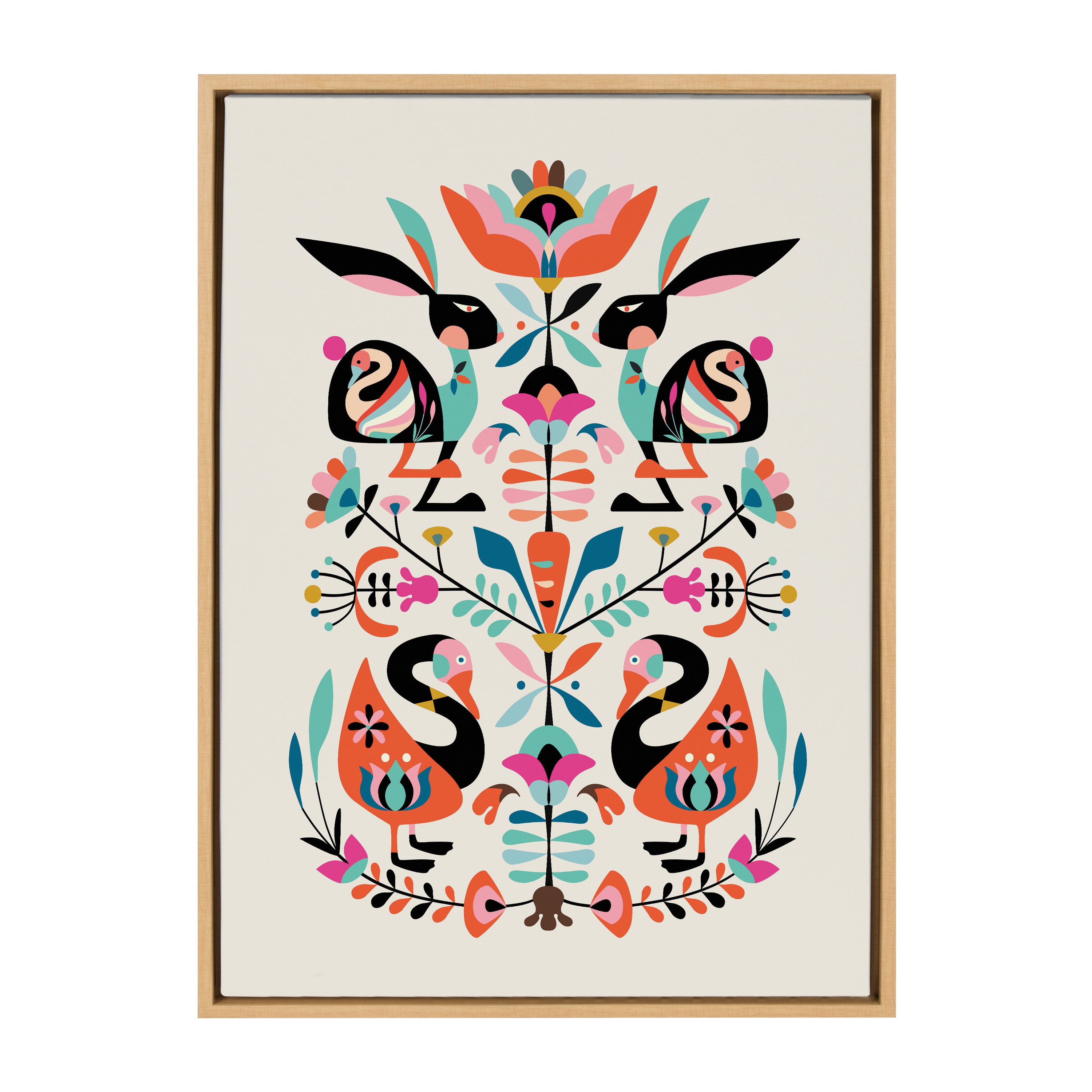 Sylvie Floral Bunny Framed Canvas By Rachel Lee of My Dream Wall