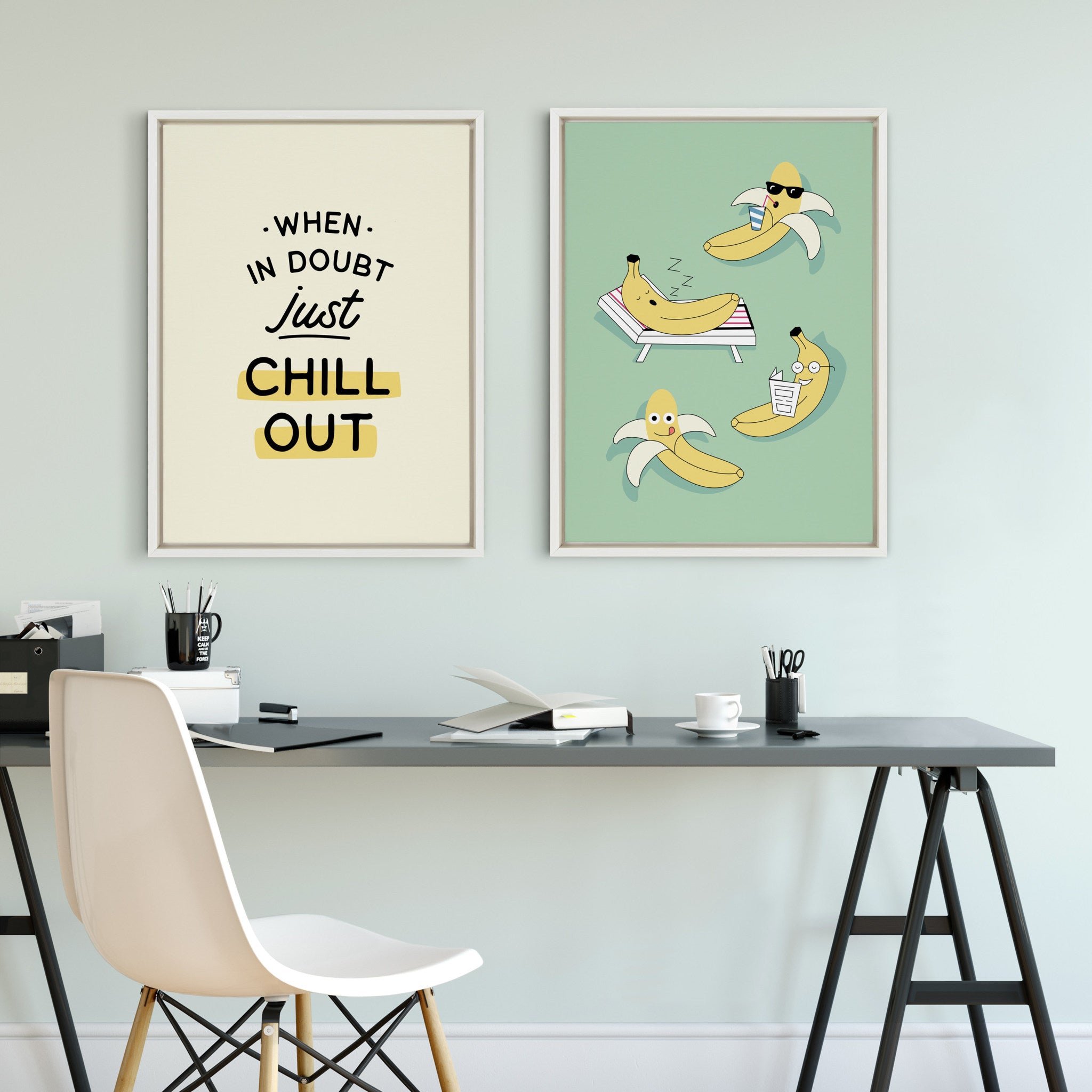 Sylvie When in Doubt Chill out Framed Canvas by The Creative Bunch Studio