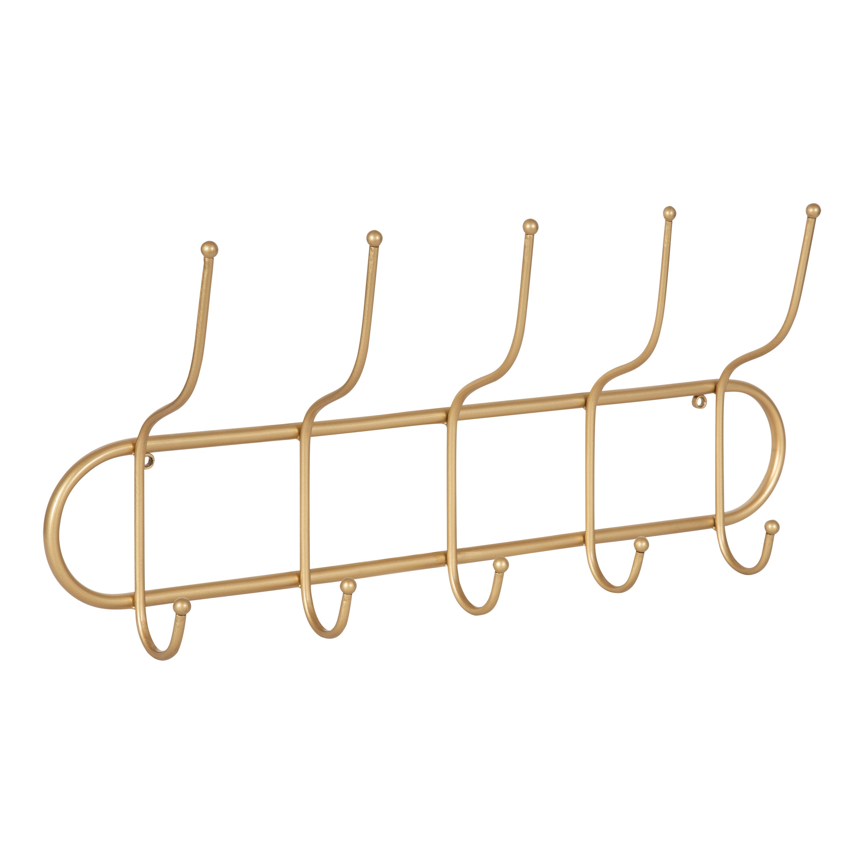 Kate and Laurel Vaida Boho Wall Mounted Coat Rack, 25 x 4 x 12, Gold, Five  Decorative Glam Double Sided Coat Hooks and Hat Rack with Trendy Capsule  Shape – kateandlaurel