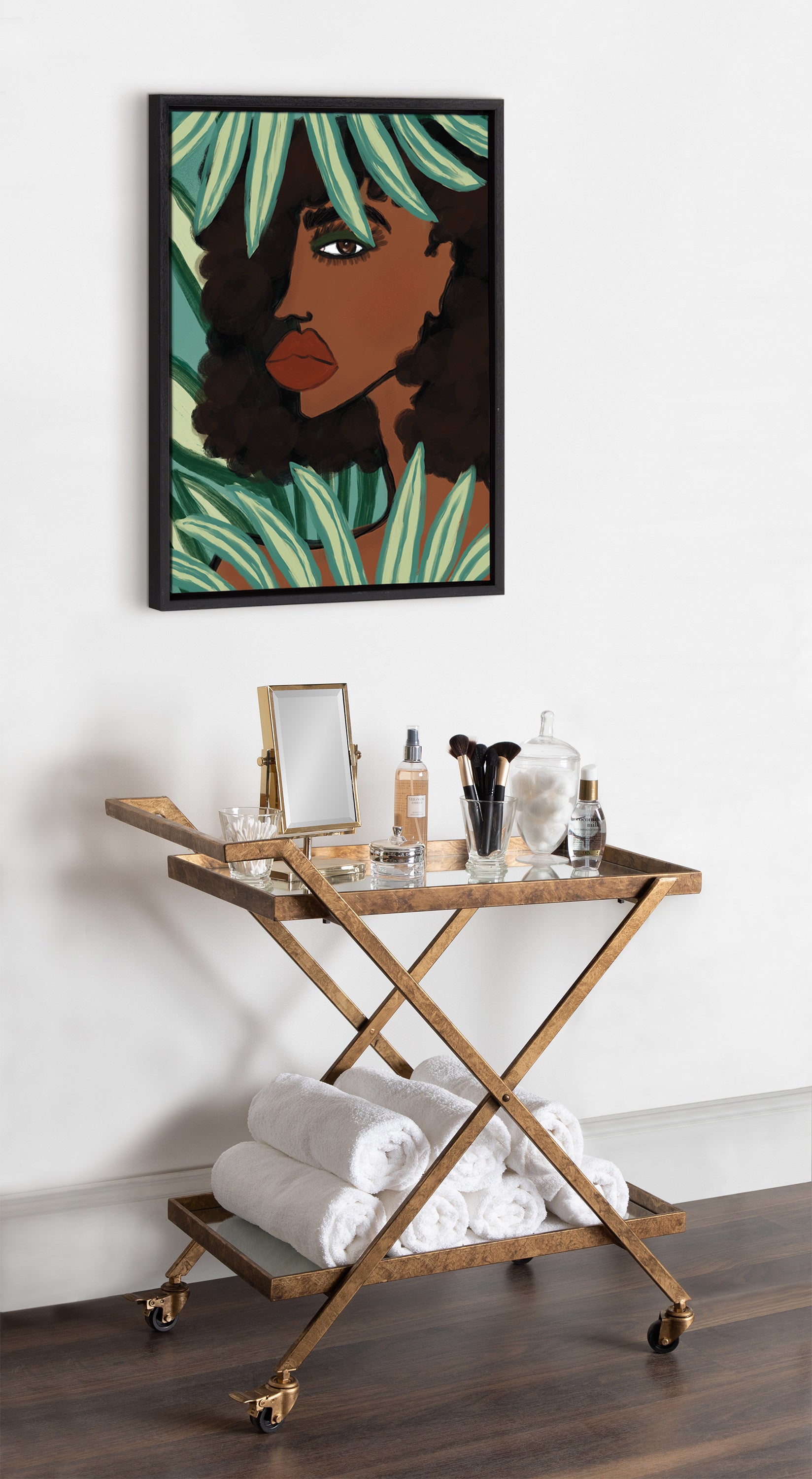 Sylvie Lady in the Jungle Framed Canvas by Kendra Dandy of Bouffants and Broken Hearts