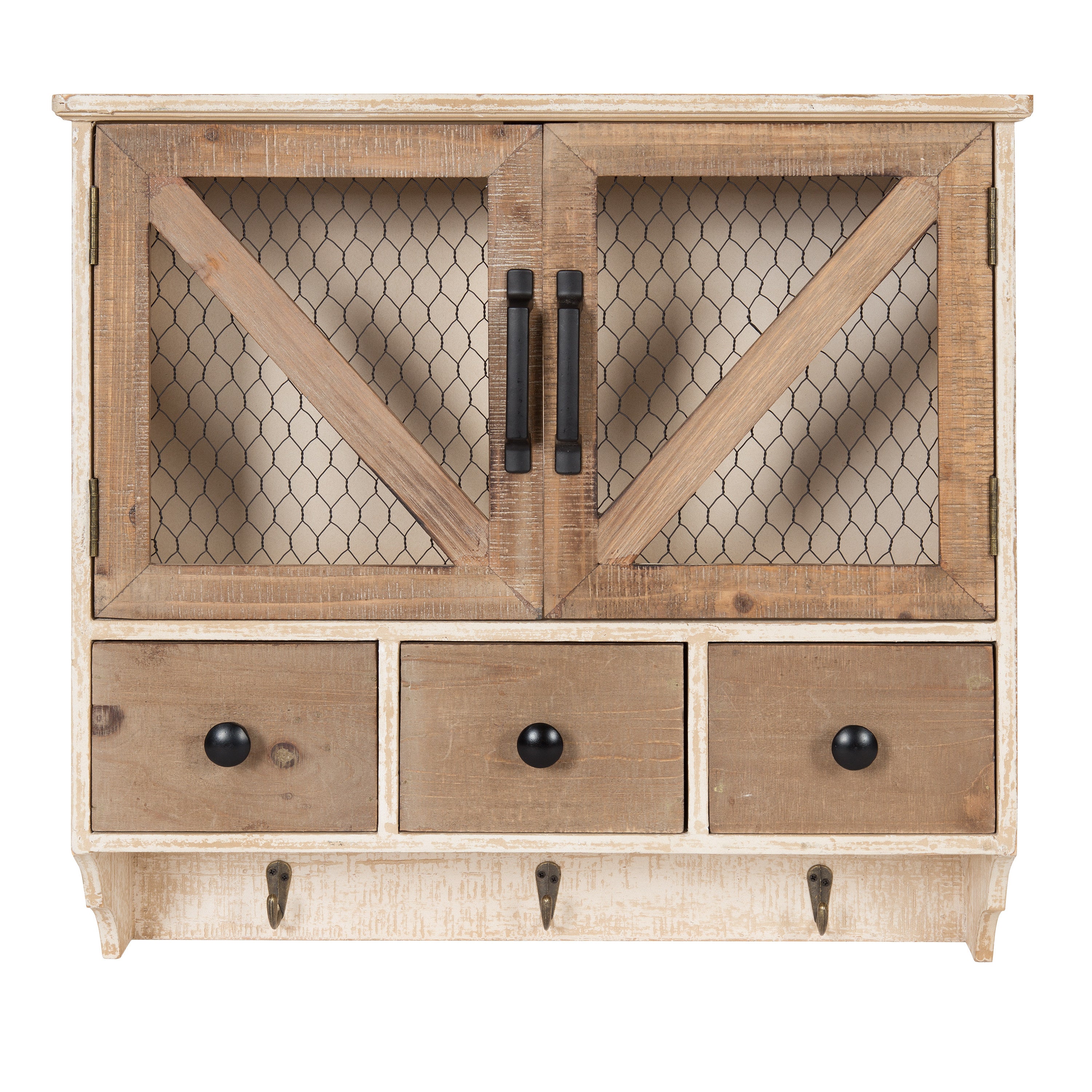 Hutchins Decorative Three Drawer Wood Wall Cabinet