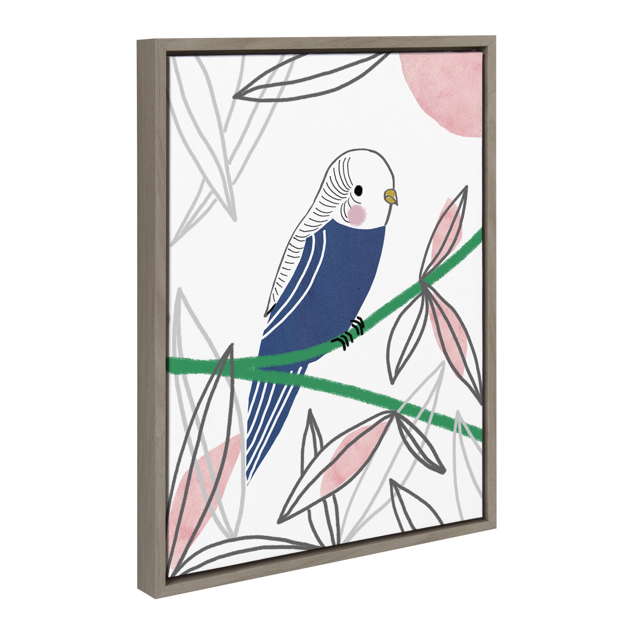 Sylvie Dreamy Parakeet Framed Canvas by Teju Reval of SnazzyHues