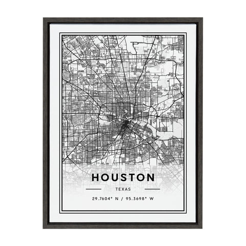 Sylvie Houston Modern Map Framed Canvas by Jake Goossen