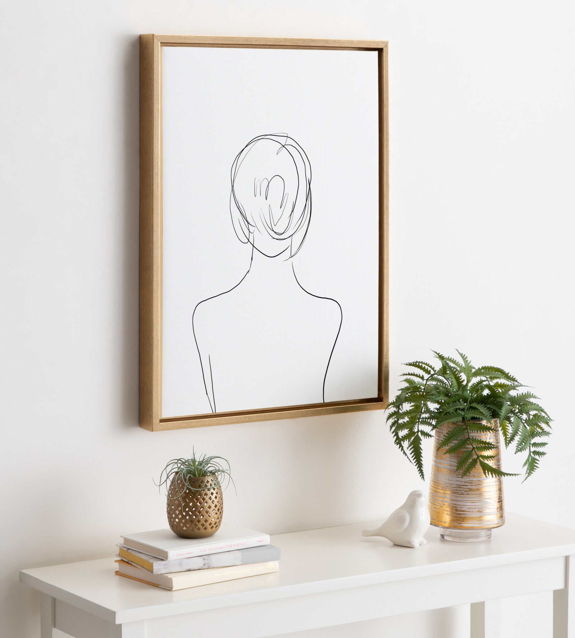 Sylvie Minimalist Woman Framed Canvas by Teju Reval of SnazzyHues