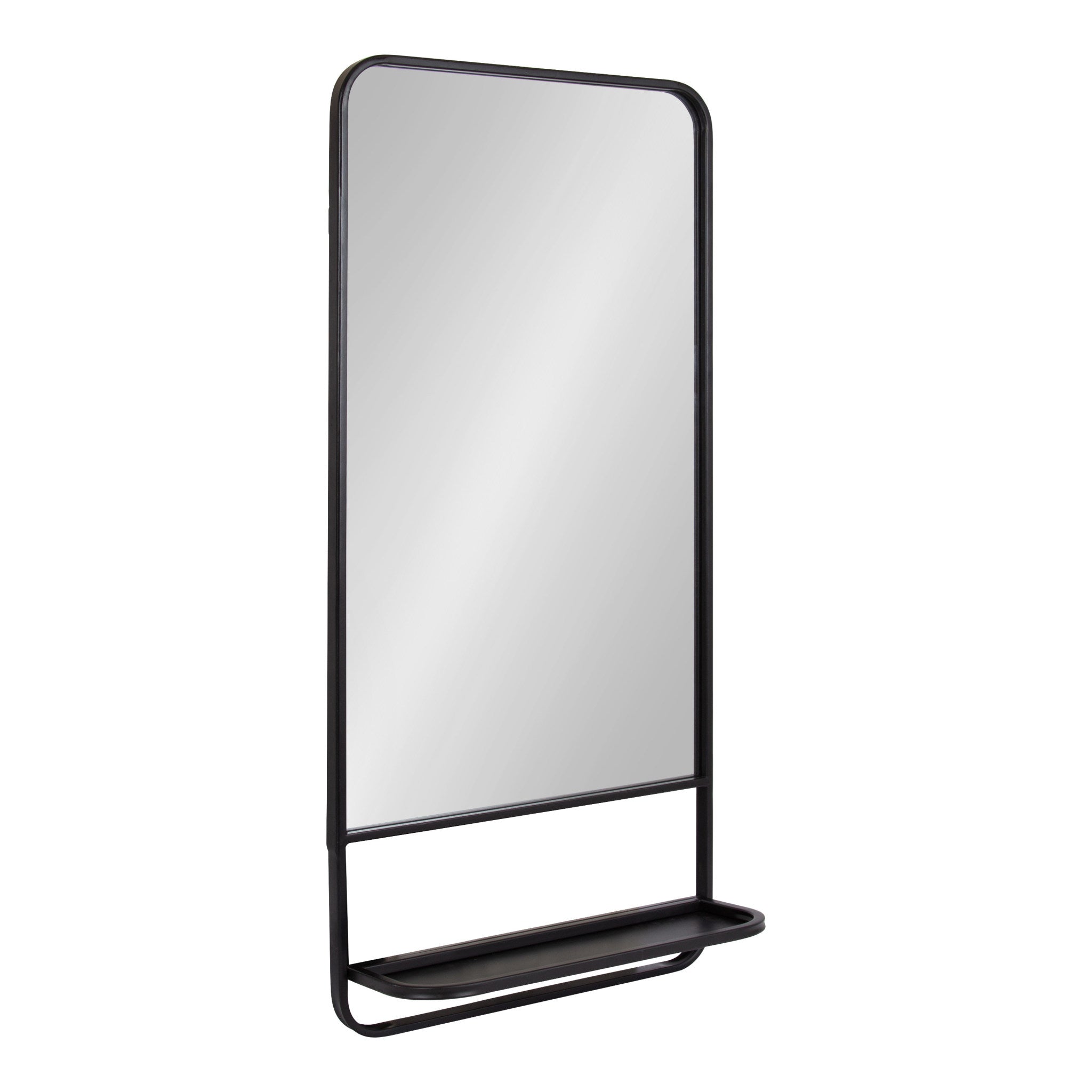 Kate and Laurel Vivek Rectangle Mirror with Shelf, 19 x 40, Black