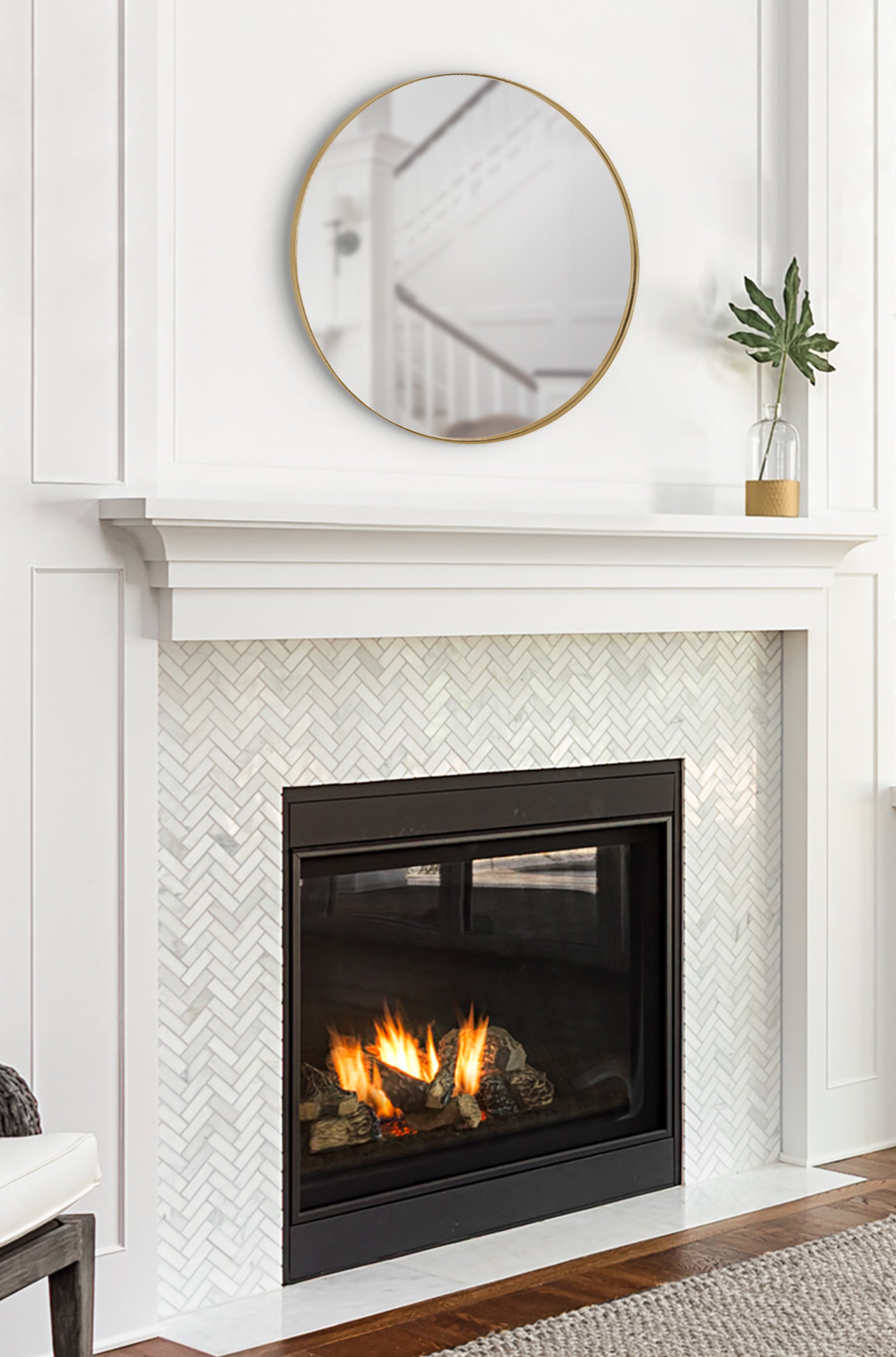 Rollo Round Framed Wall Mirror