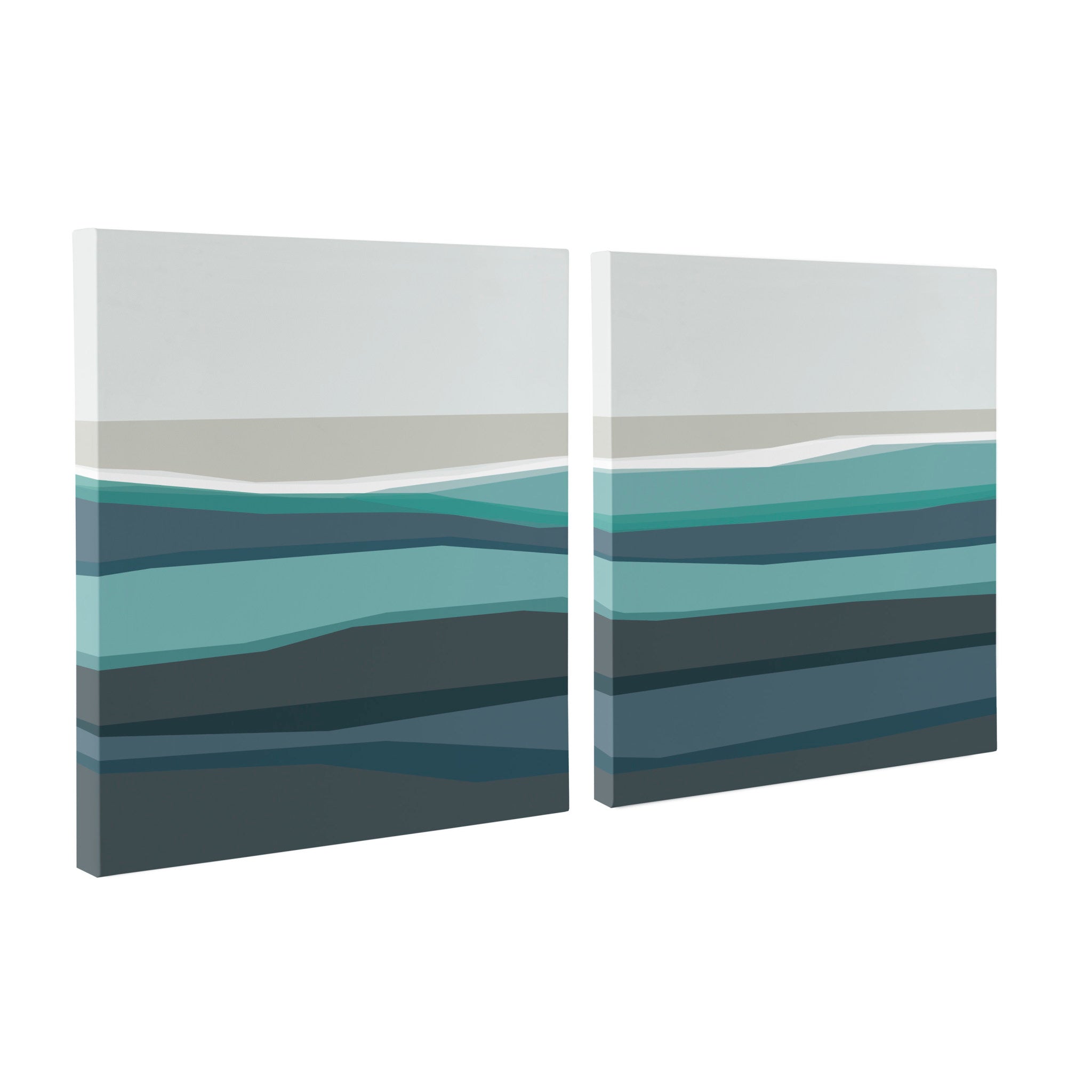 Abstract Teal Beach Horizon Canvas Art Set by The Creative Bunch Studio