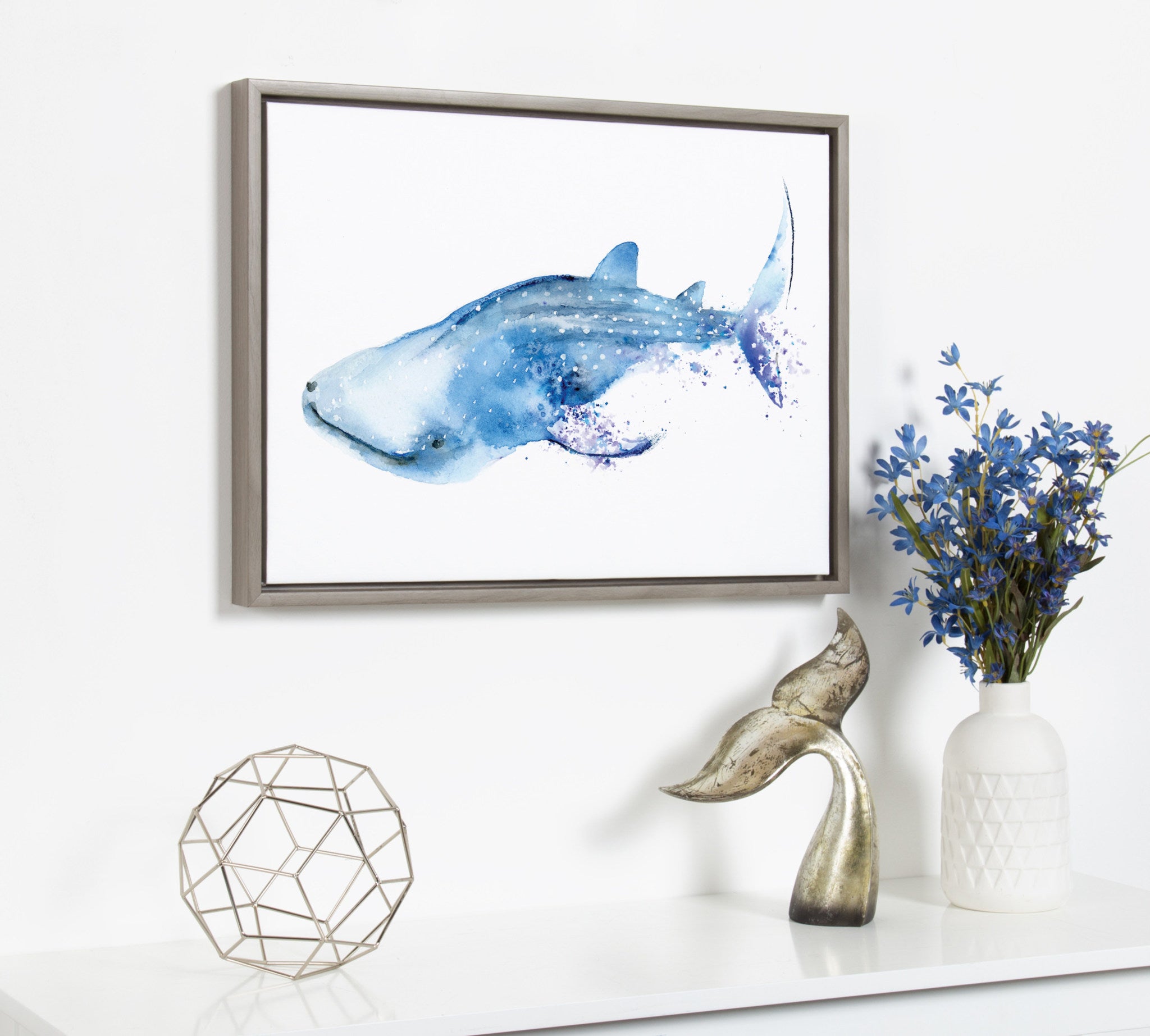 Sylvie Whale Shark Framed Canvas Art by Cathy Zhang