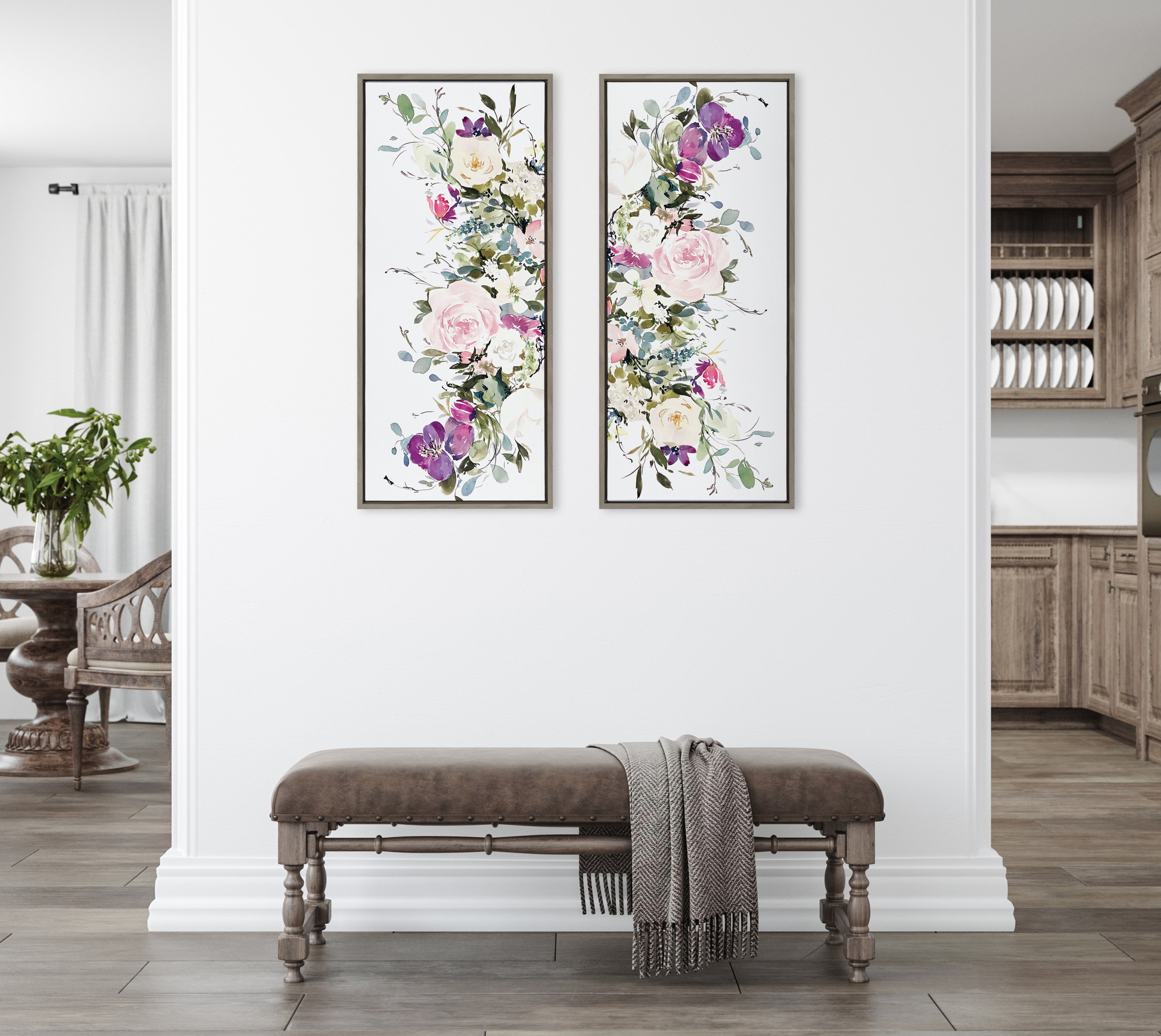 Sylvie 13 Ink Wash Floral Framed Canvas by Emma Daisy