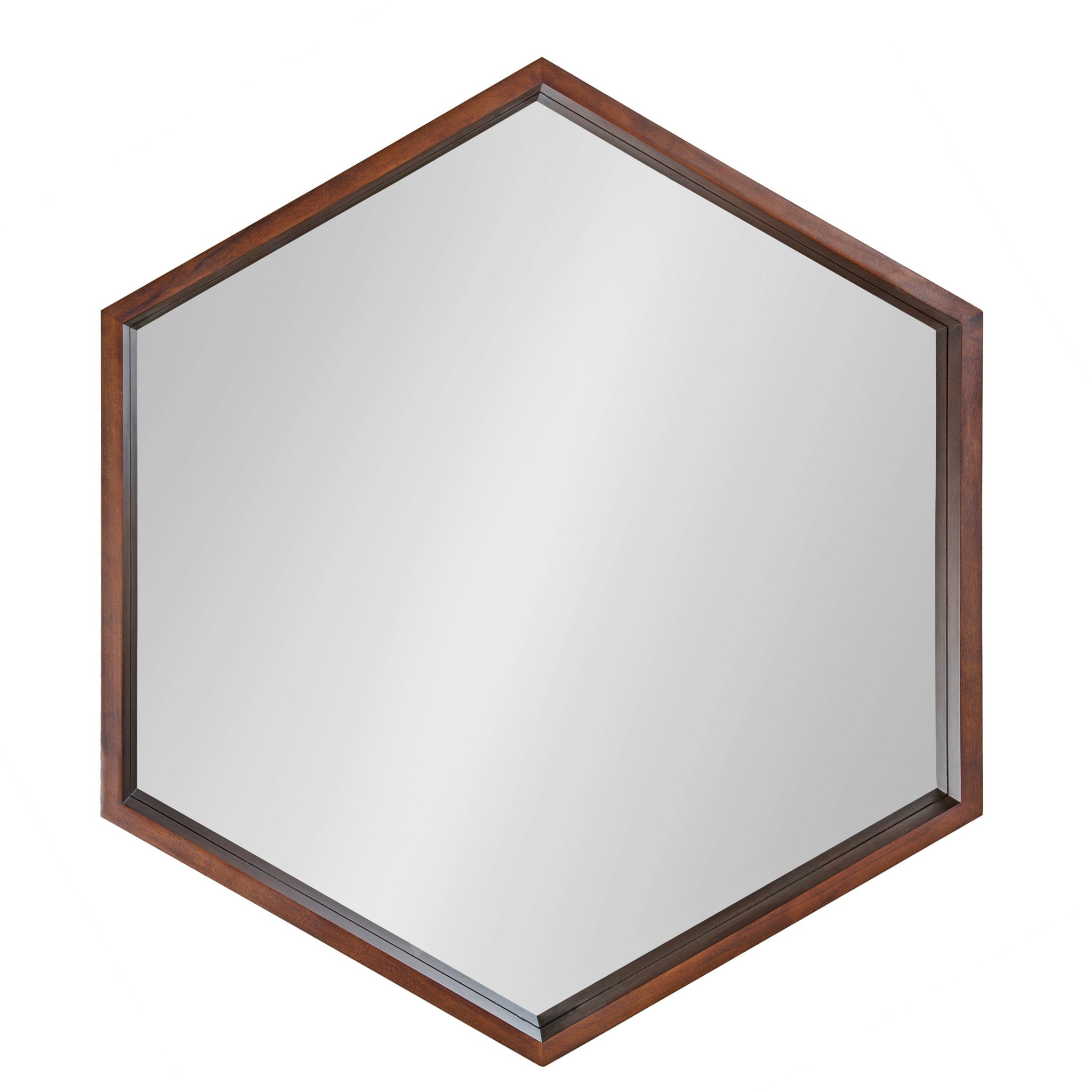 Hexagon Mirror, Modern, Walnut Brown