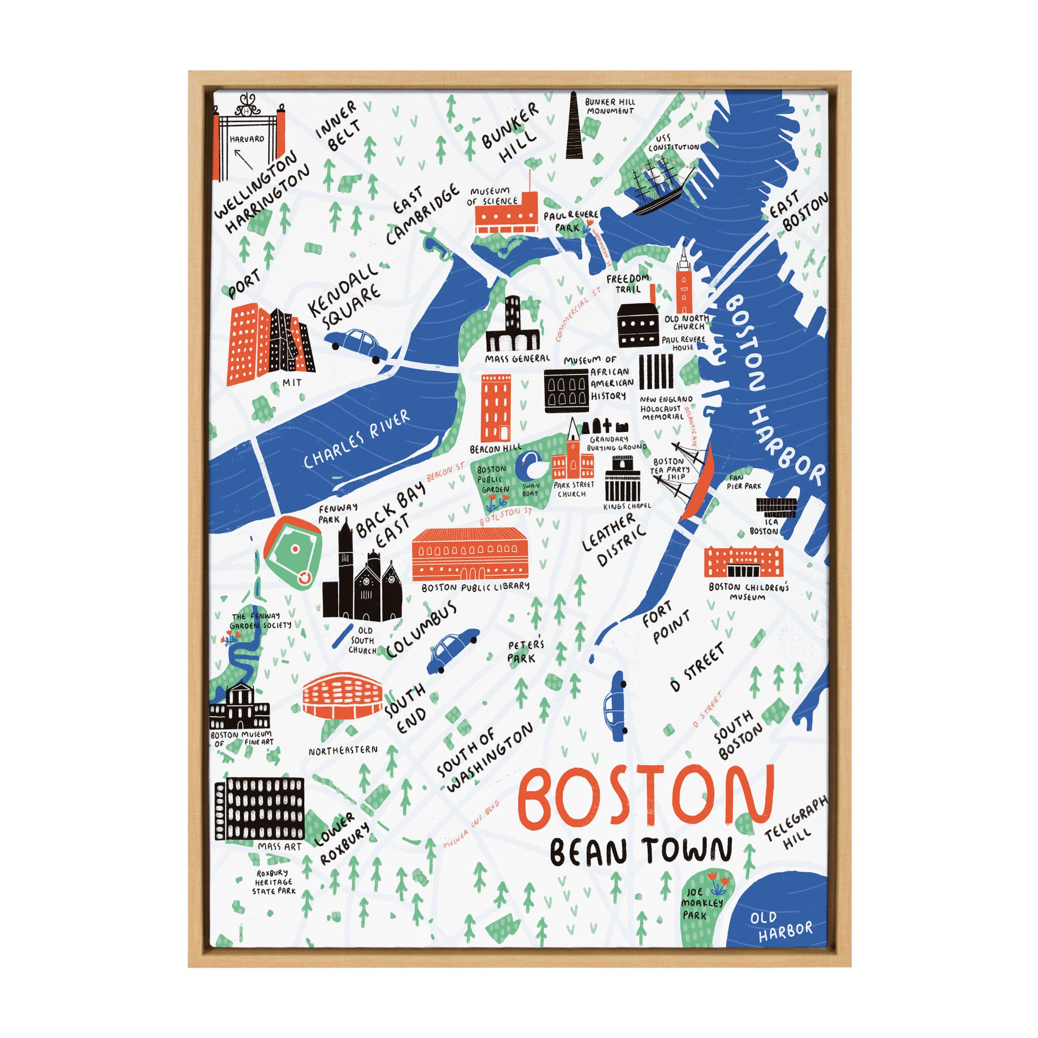 Sylvie Boston Illustration Framed Canvas by Stacie Bloomfield