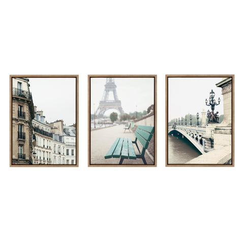Sylvie L Hotel, Paris Eiffel Tower Europe Travel and Pont Alexandre III Framed Canvas by Caroline Mint