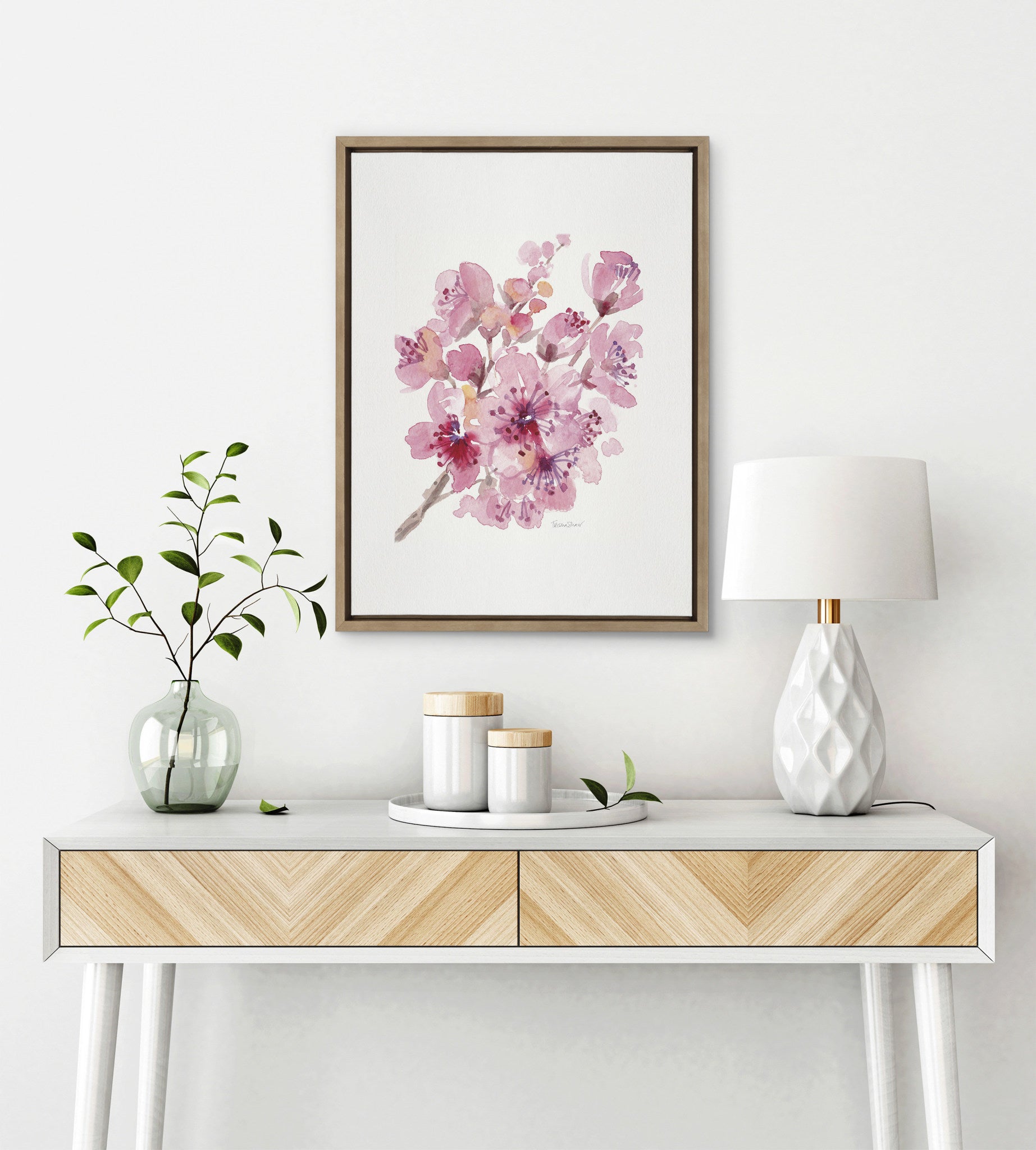 Sylvie Cherry Blossom 2 Framed Canvas by Patricia Shaw