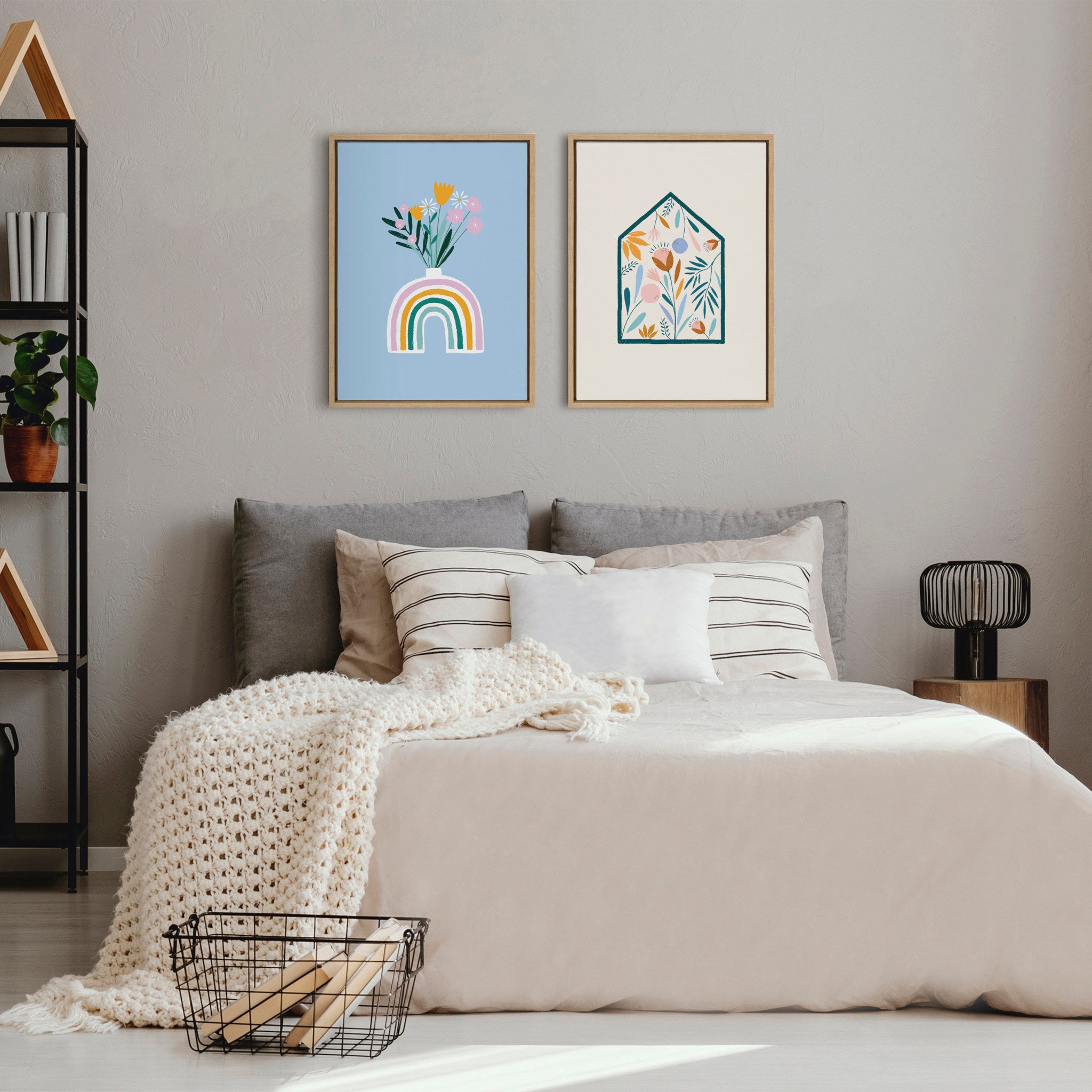 Sylvie Flower House Framed Canvas by Duchess Plum