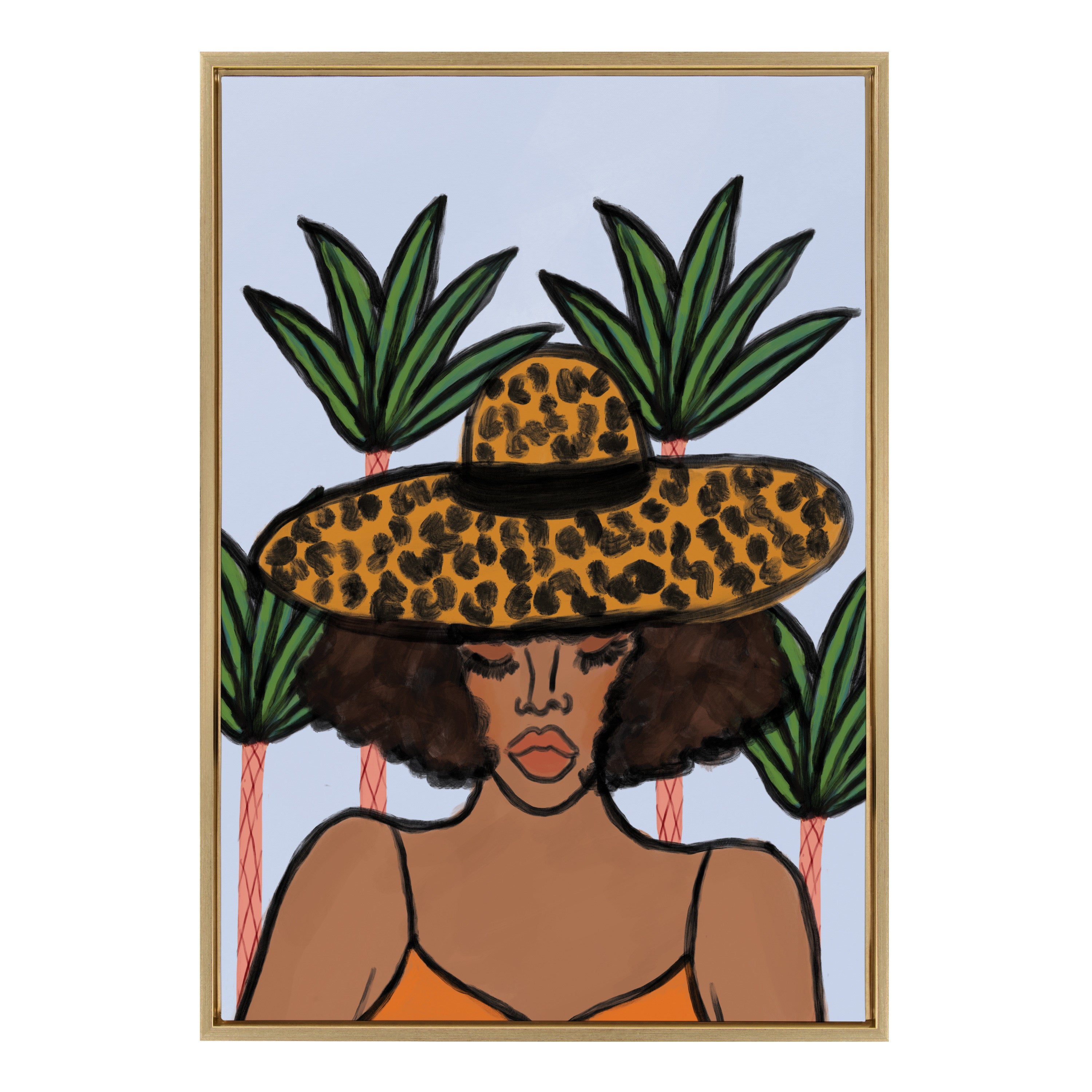 Sylvie Leopard Hat Framed Canvas by Kendra Dandy of Bouffants and Broken Hearts