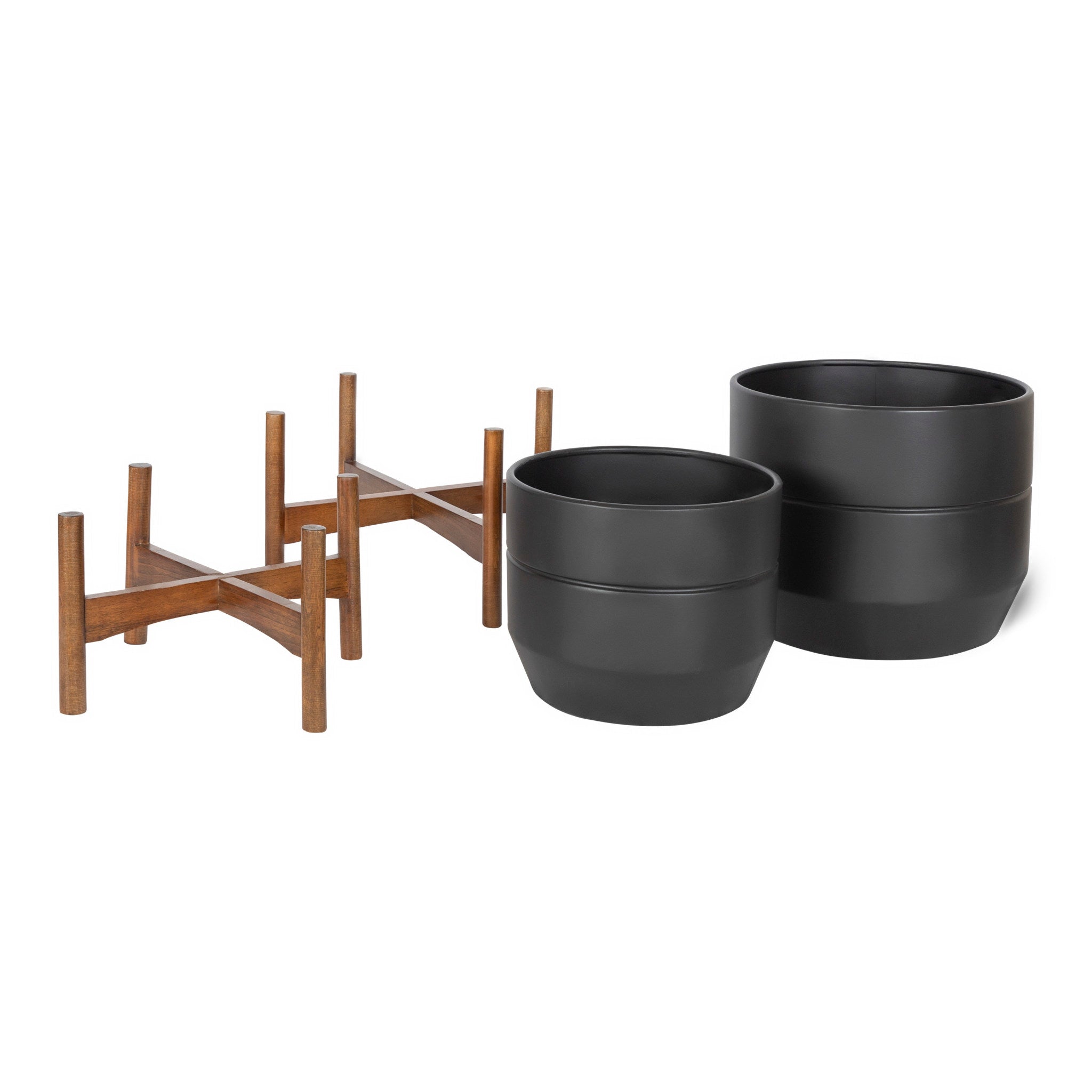 Dolbry Wood and Metal Freestanding Planter Set