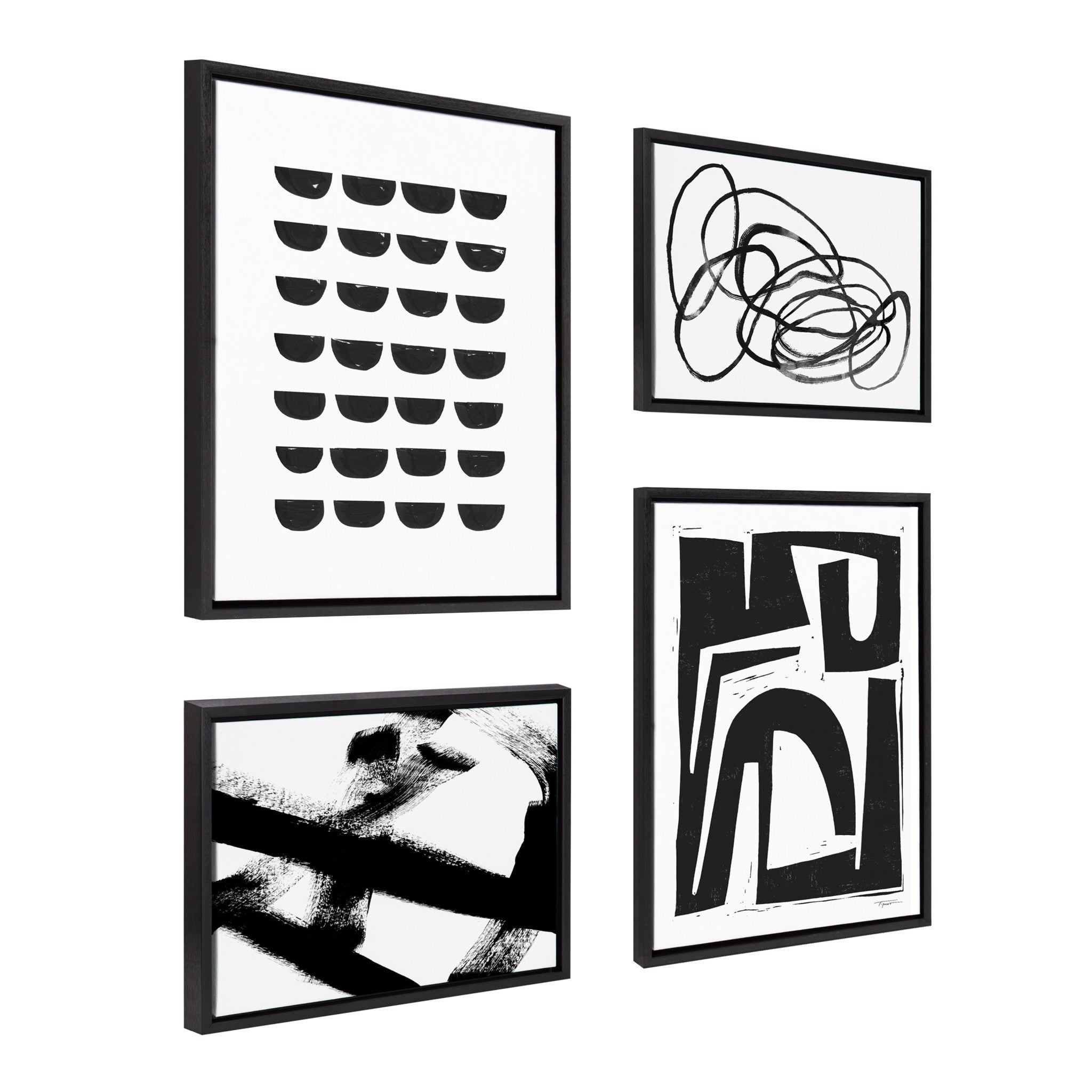 Sylvie Modern Abstract Framed Canvas Set
